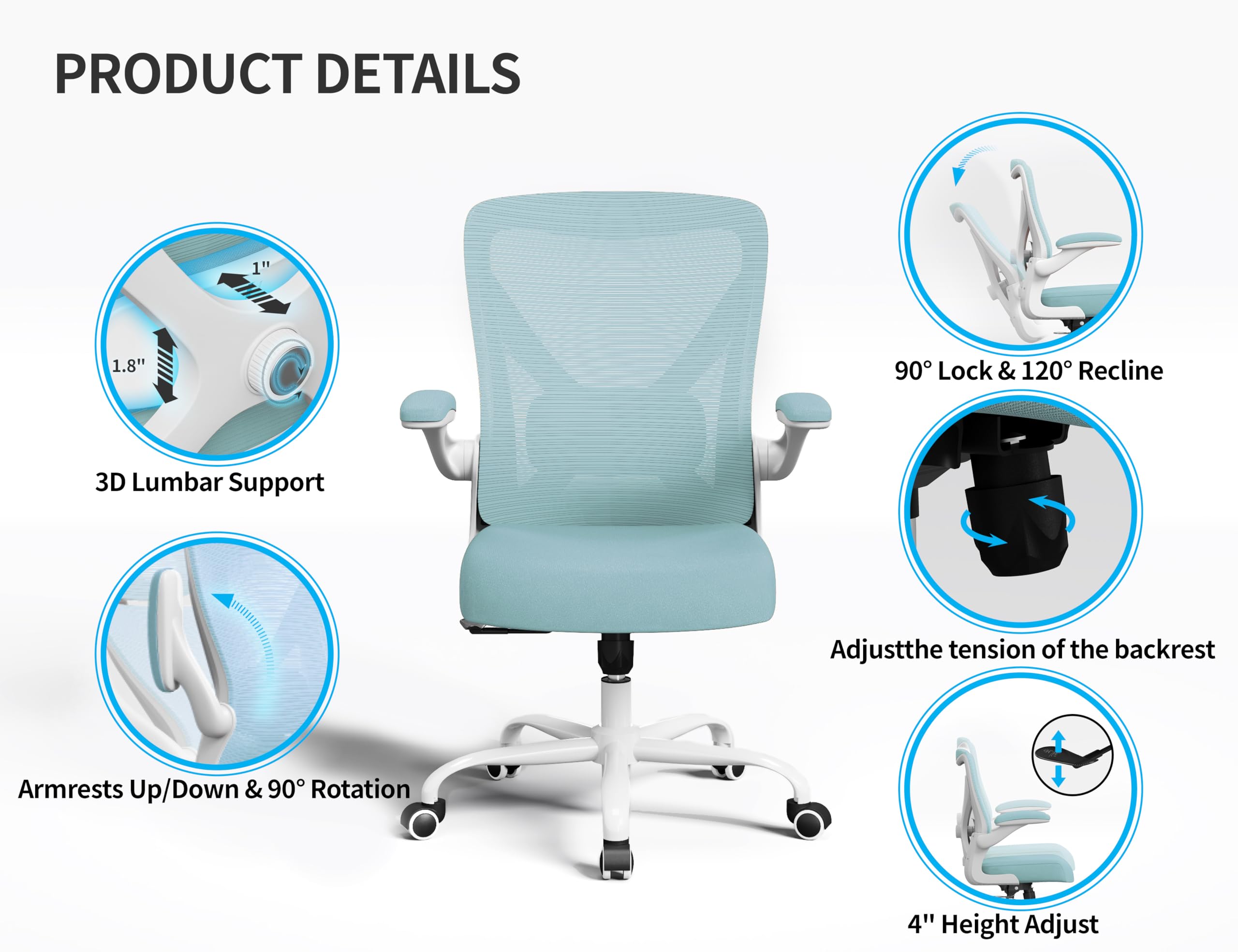 Ergalithic Ergonomic Office Chair - X-Shaped Computer Desk Chairs Comfy, Mesh High-Back Gaming Chair with Adjustable Lumbar Support, Executive Task Chair for Adults, Comfortable for Long Hours