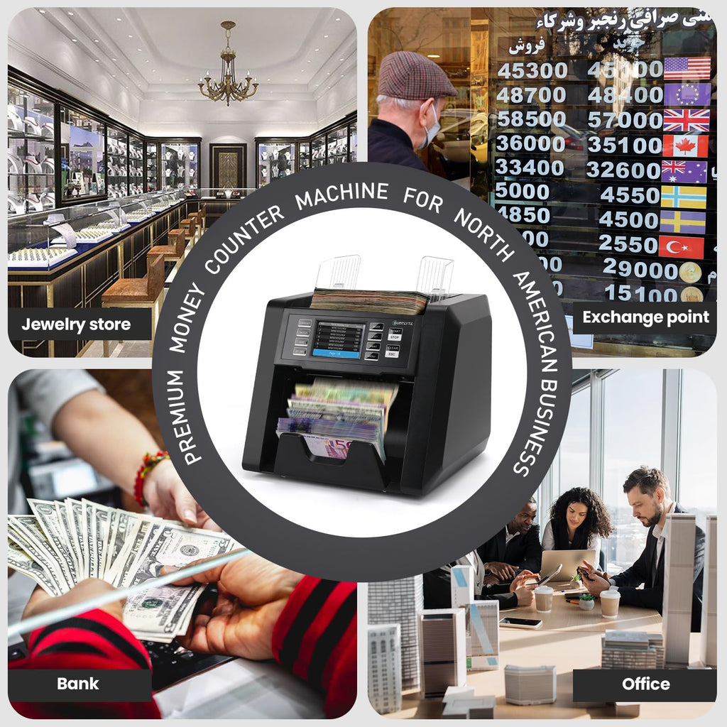 C-N30A Mixed Denomination Money Counter Machine,Value Counting,Multi Currency,CIS/UV/MG/IR Counterfeit Detection Bill Counter,Printer Enabled,Touch Screen,Cash Counter