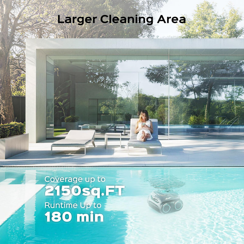 (2026 Upgrade) WYBOT C2 Vision AI Camera Pool Vacuum for Inground Pools,Floor to Waterline Cleaning Cordless Robotic Pool Cleaner with Ultra-fine Filtration, Powerful Suction, Smart Path, Gray Green