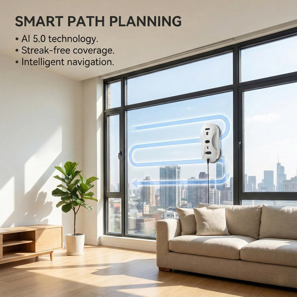 Automatic Window Cleaning Robot, Window Cleaner Robot Auto Dual Spray, 2026 Model Robot Limpia Vidrios AI Path Planning, 3000Pa Suction, Remote Control, Edge Detection for Streak-Free Glass - SS1