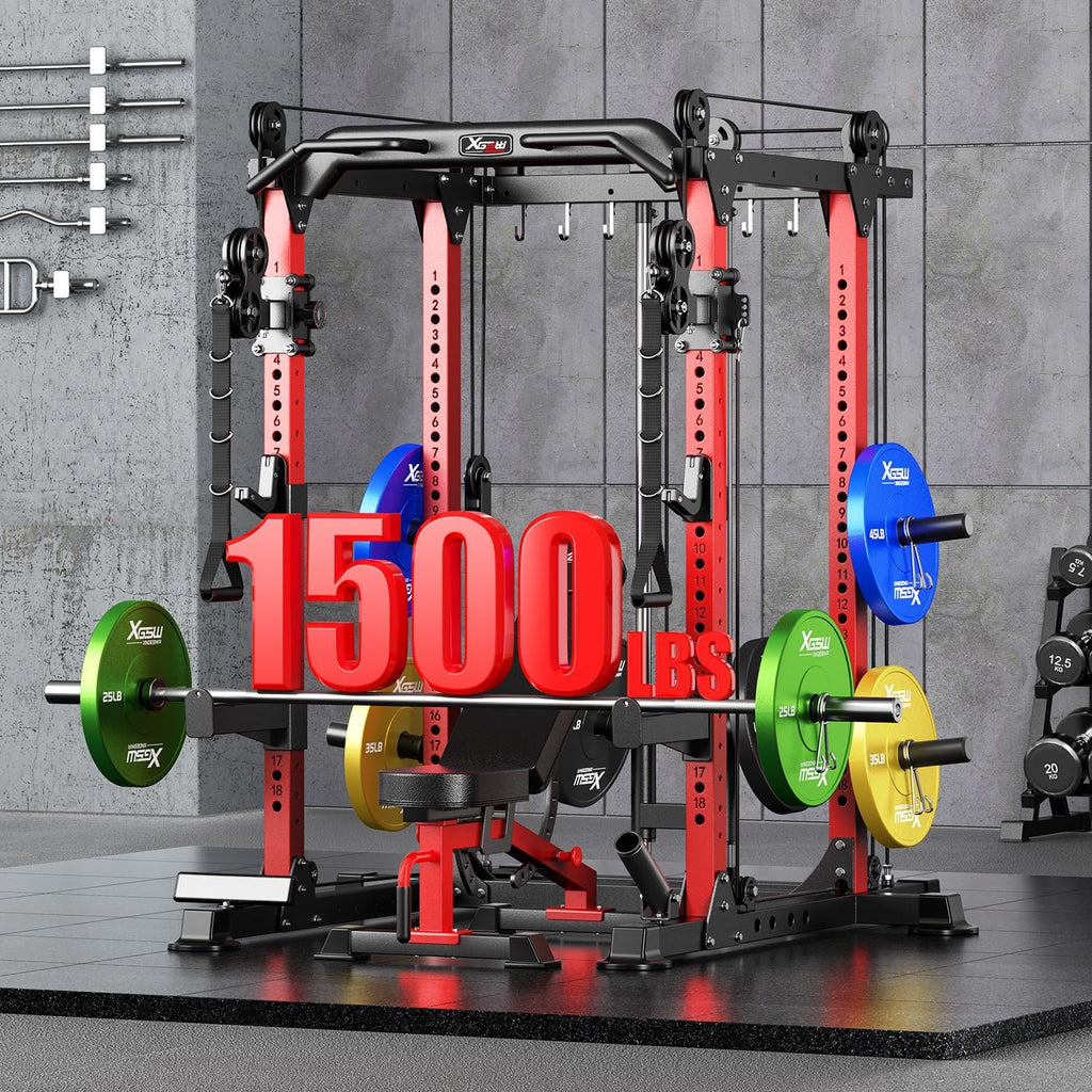 Power Rack Power Cage Multi-Function Squat Rack with Cable Crossover System Selectable More Training Attachment Power Rack for Garage & Home Gym