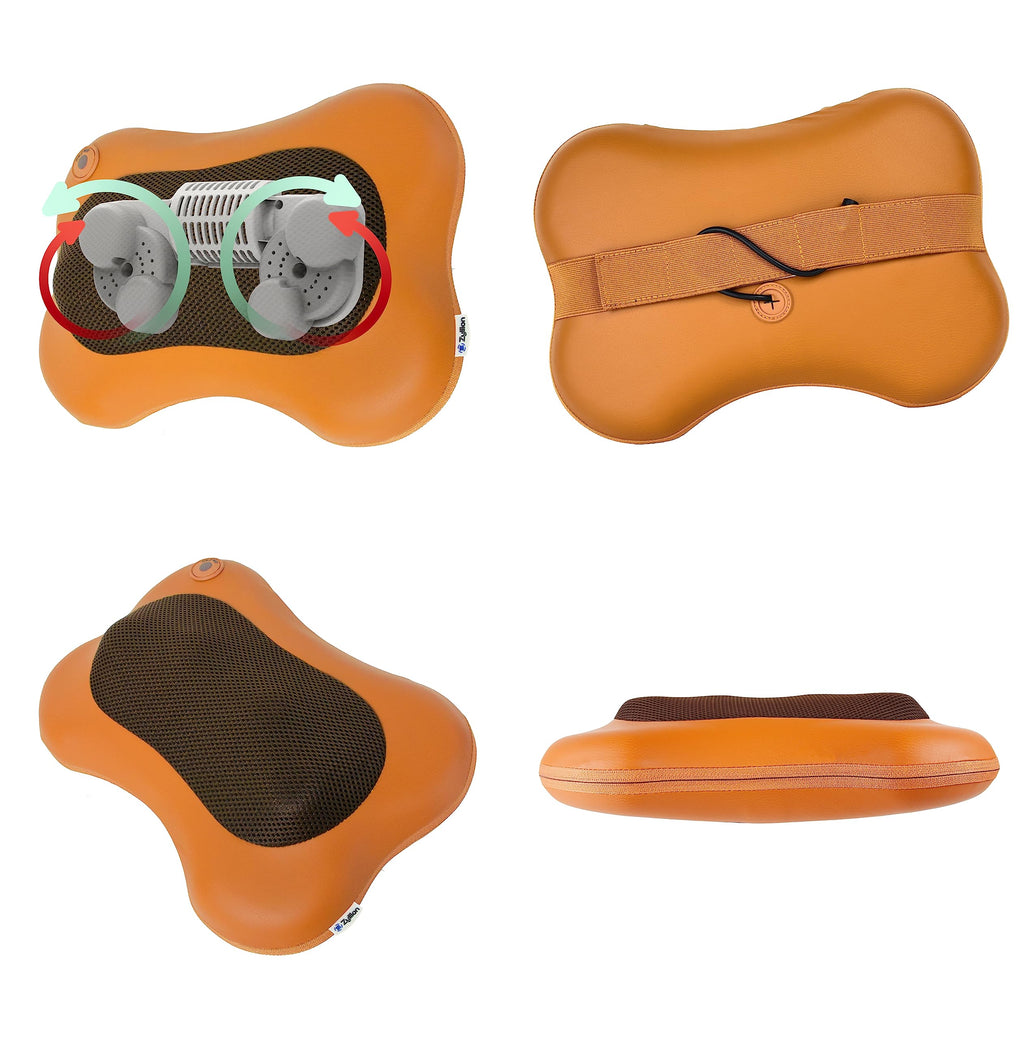 Zyllion Shiatsu Back and Neck Massager with Heat - 3D Electric Kneading Deep Tissue Massage Pillow for Muscle Pain Relief, Black, ZMA-13