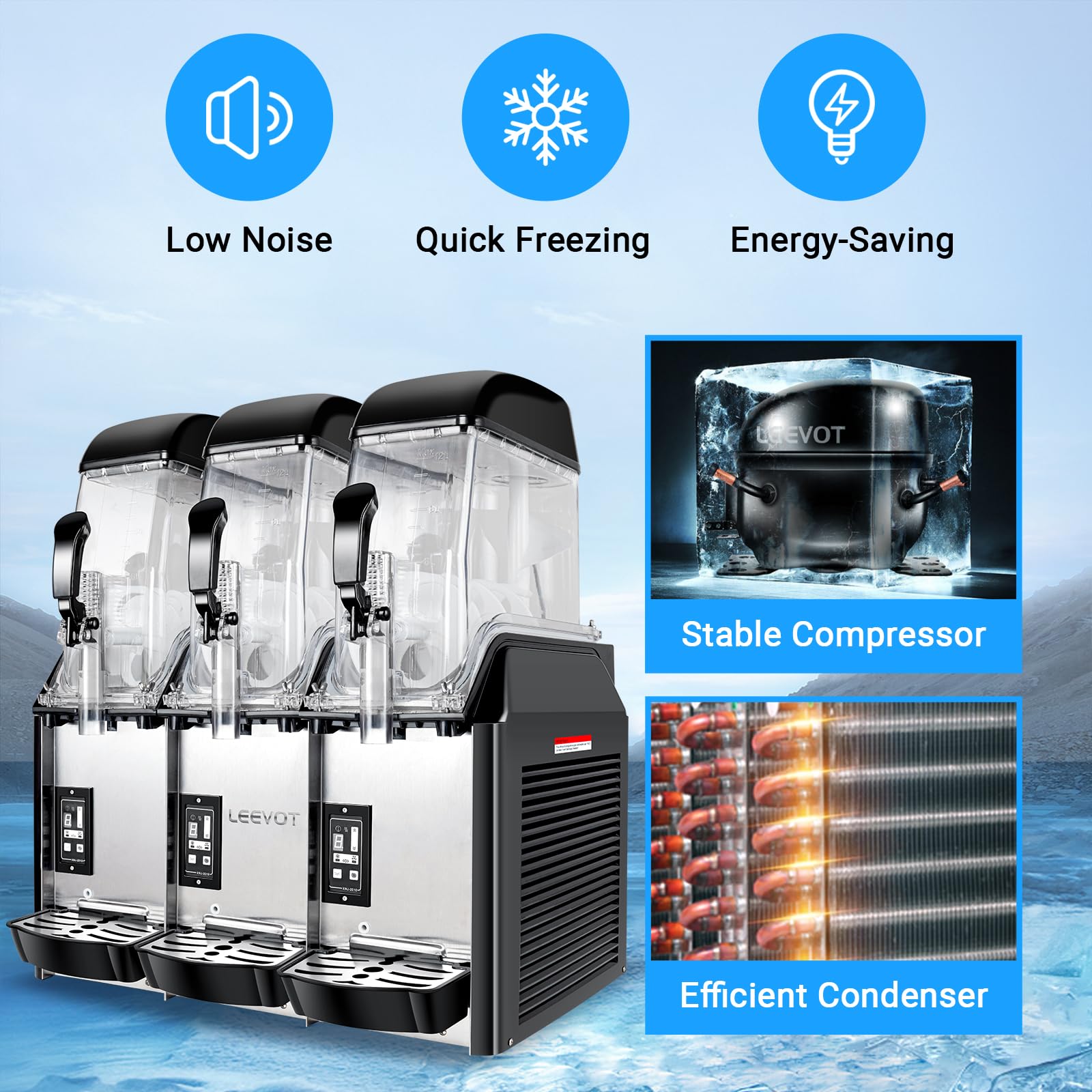 Slushy Machine,15L x2 Double Tanks Comercial Margarita &Slushie Machine,120+ Cups 1000W 110V Electric Large Daiquiri Machine with Self-cleaning Mode,for Home Party Restaurants Cafe Bars