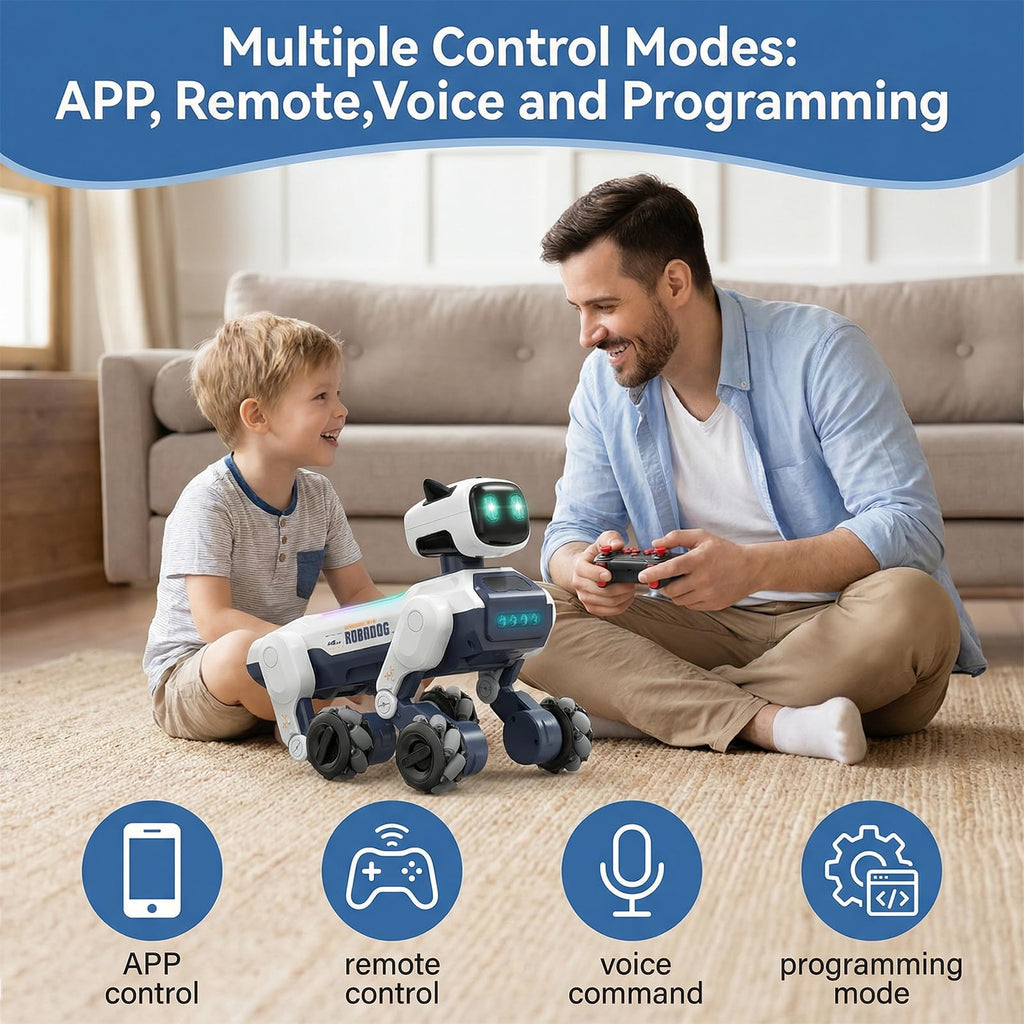 Smart Robot Dog for Kids, Interactive RC Robot Dog Toy with Voice Control, APP Programming, 30+ Actions, STEM Coding Pet, Remote Control Robot Puppy, Rechargeable Gift for Boys Girls Age 6-12