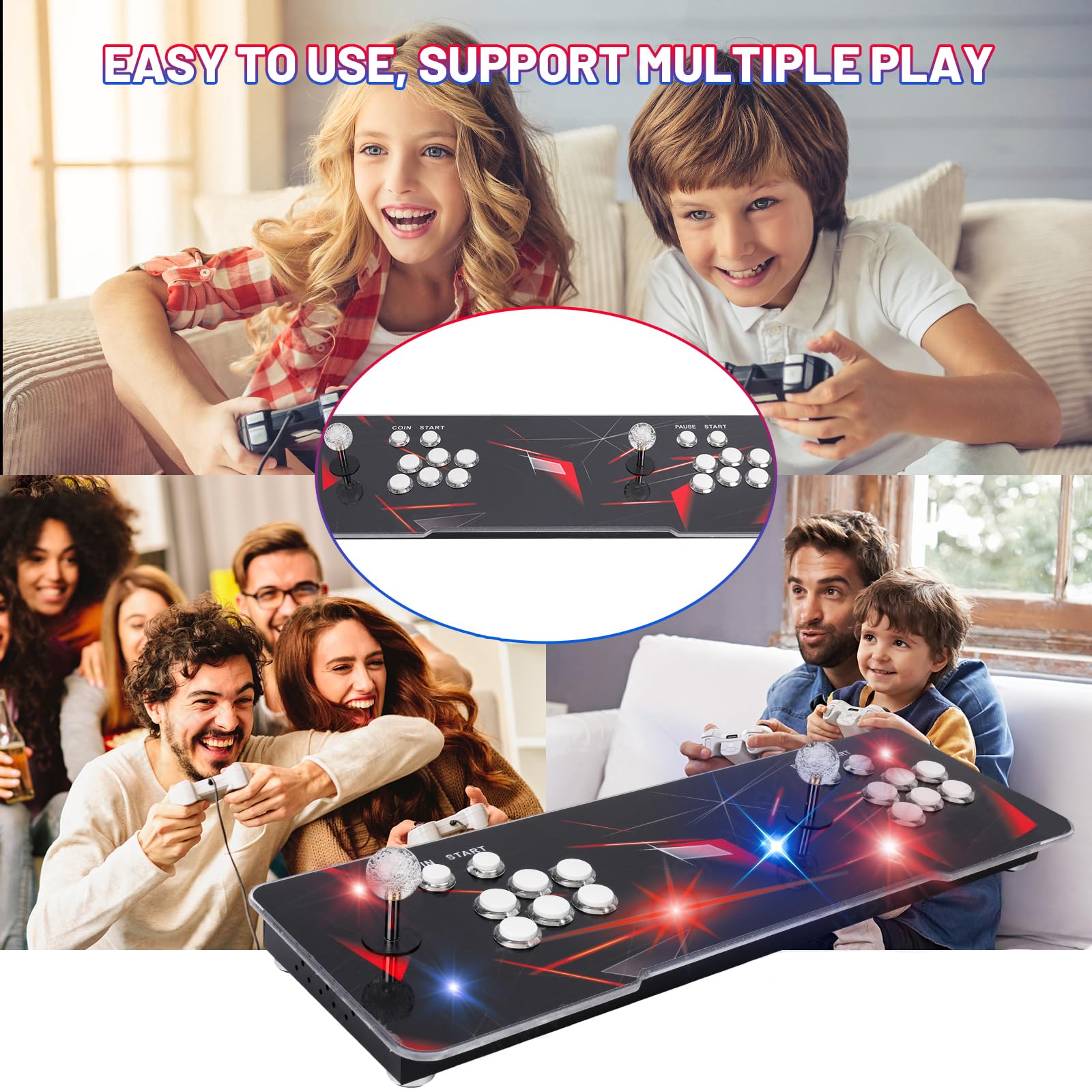 【 35000 Games in 1 】 70S Pandoras Box Arcade Game Console Retro Game Machine for Home PC & TV, 2-4 Players, 1280X720, Support 3D , Search/Hide/Save/Load/Pause , Favorite List,Double Stick