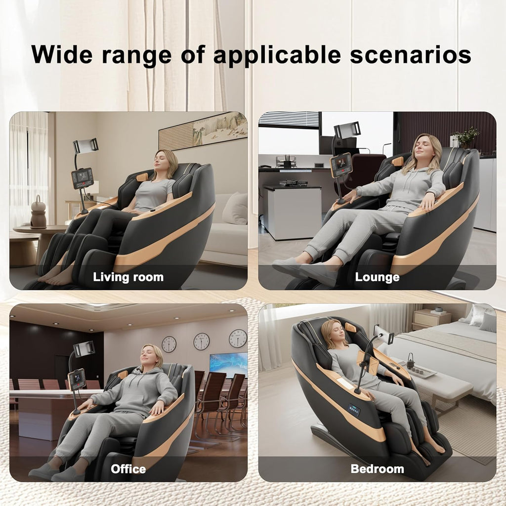 Massage Chair Full Body, Zero Gravity Massage Recliner with 12 Fixed Casters, Full Body Airbag Massage, Waist and Leg Heating, Automatic Retractable Footrest, AI Voice Control