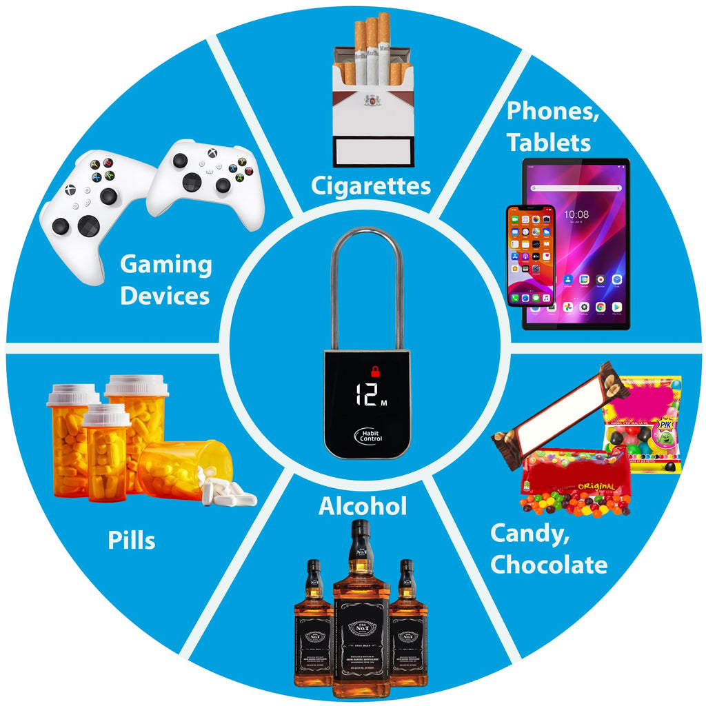 Metal Timer Lock - Smart Padlock for Kitchen Cabinets, Timed Out Keyless Pad Lock, Electronic Time Locking Lock for Cell Phones, Snack, Liquor, Game Consoles & Other Unwanted Temptations