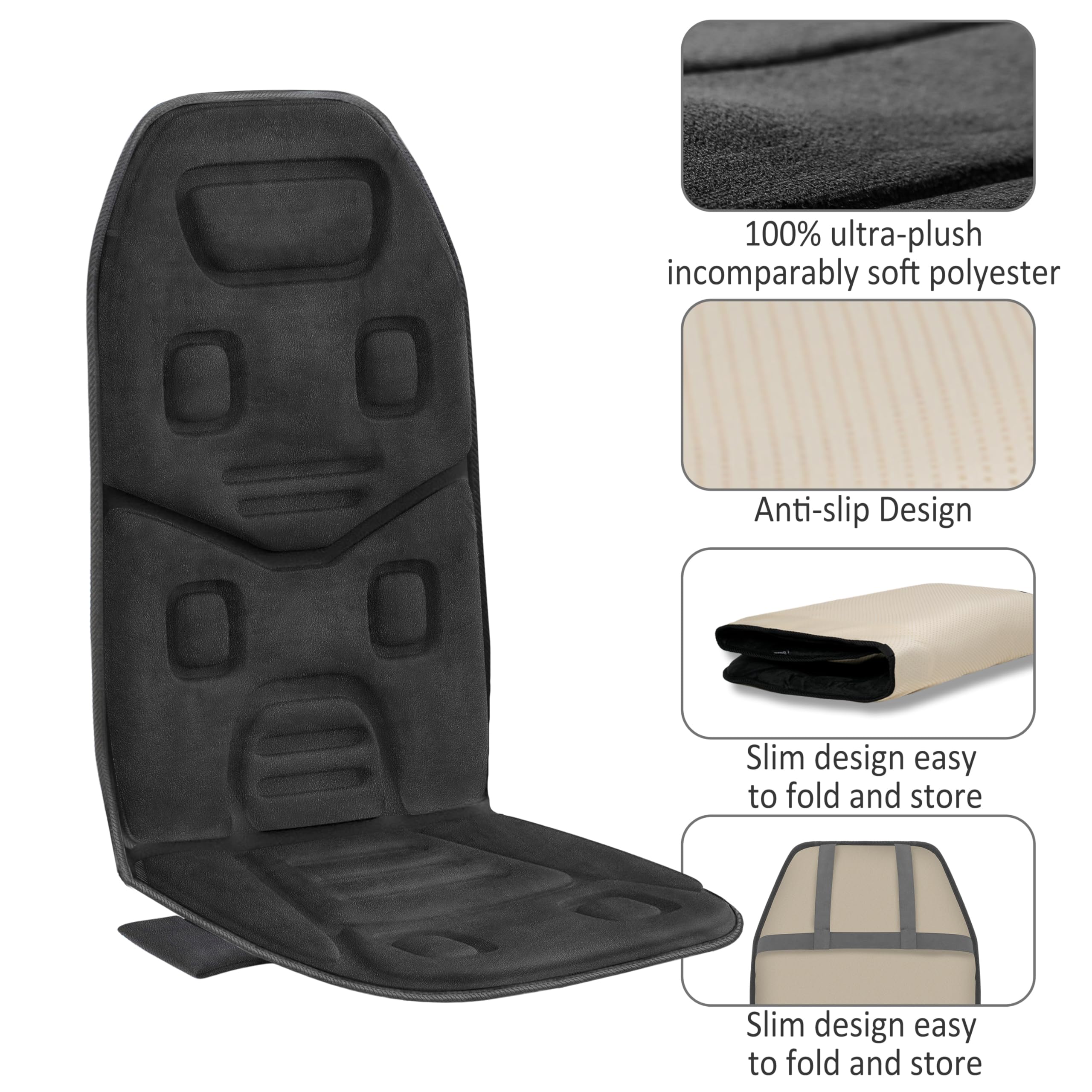 COMFIER Vibration Back Massager Seat Cushion with Heat,Father Day Dad Gifts for Men,10 Motors Massage Chair Pad,Chair Massager for Pain Relief at Office/Home, Father Day Gift