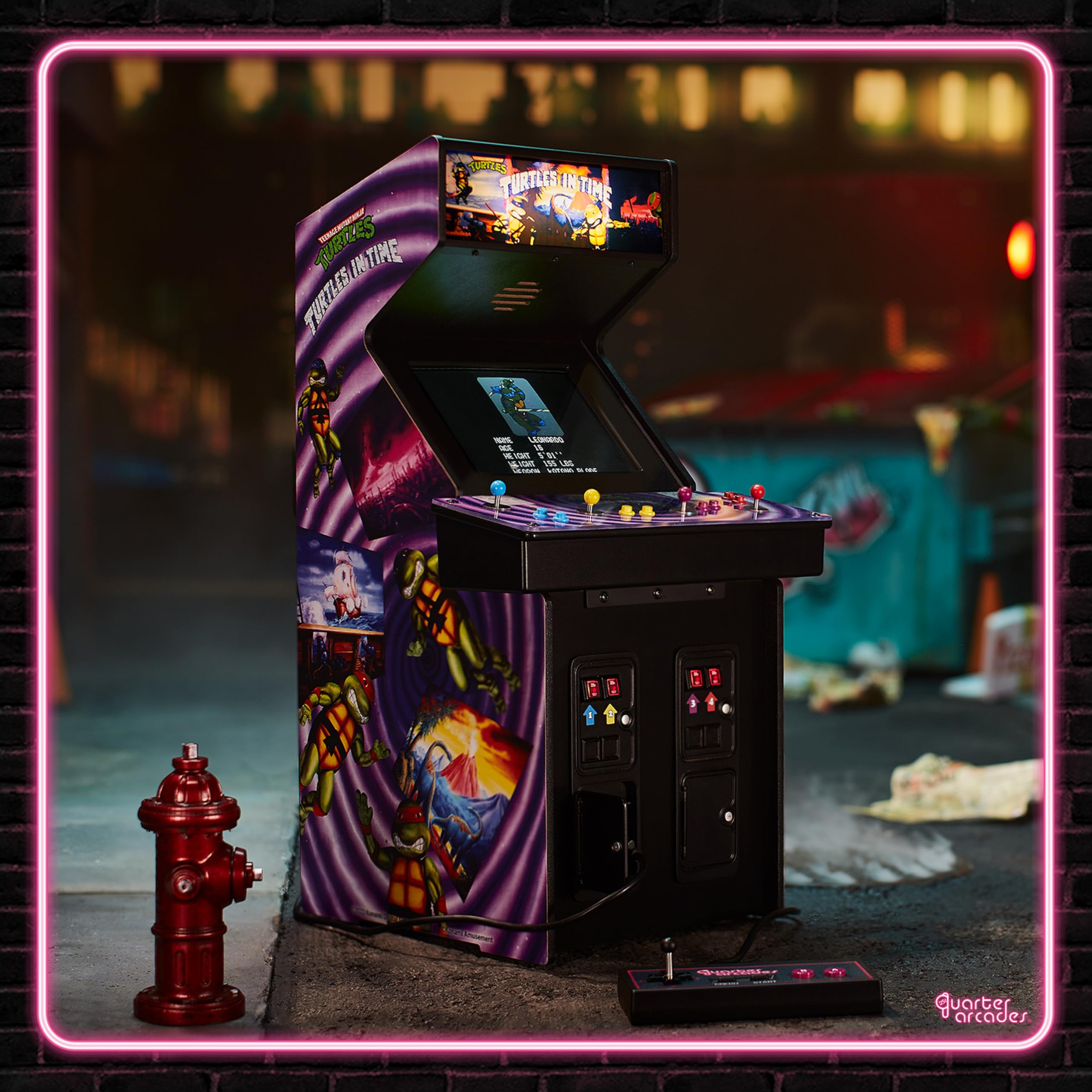 Numskull Quarter Arcades Teenage Mutant Ninja Turtles Collector's Edition Mini Arcade - 1/4 Scale Authentic Wooden Replica, Original ROM, Rechargeable Battery & 3W Speakers for Retro Enthusiasts