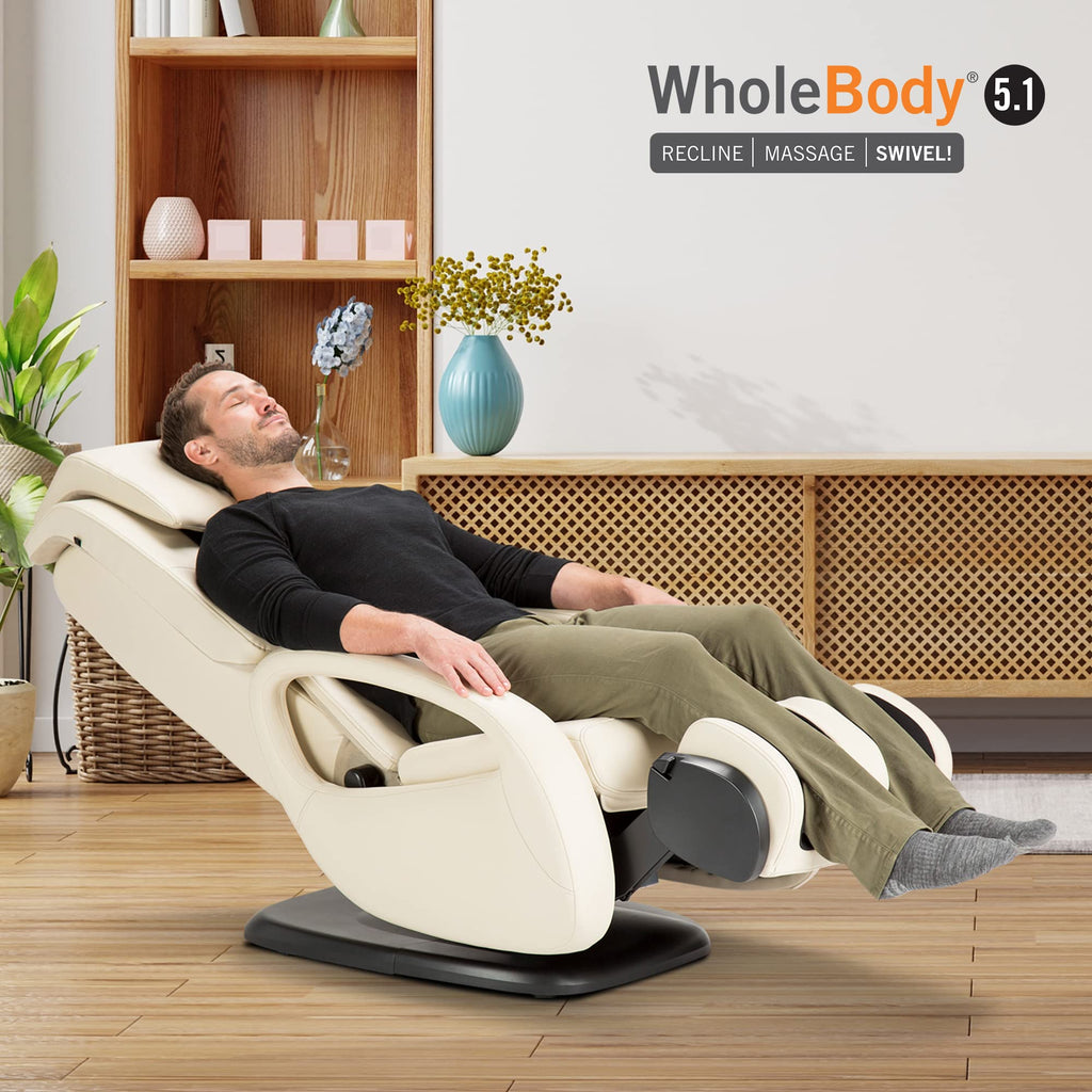 Human Touch WholeBody 5.1 Full Body Massage Chair Recliner Living Room Chair w/Retractable Ottoman- Personal Professional-Grade Stress + Muscle Pain Relief for Foot Leg Back Neck Massager - Bone