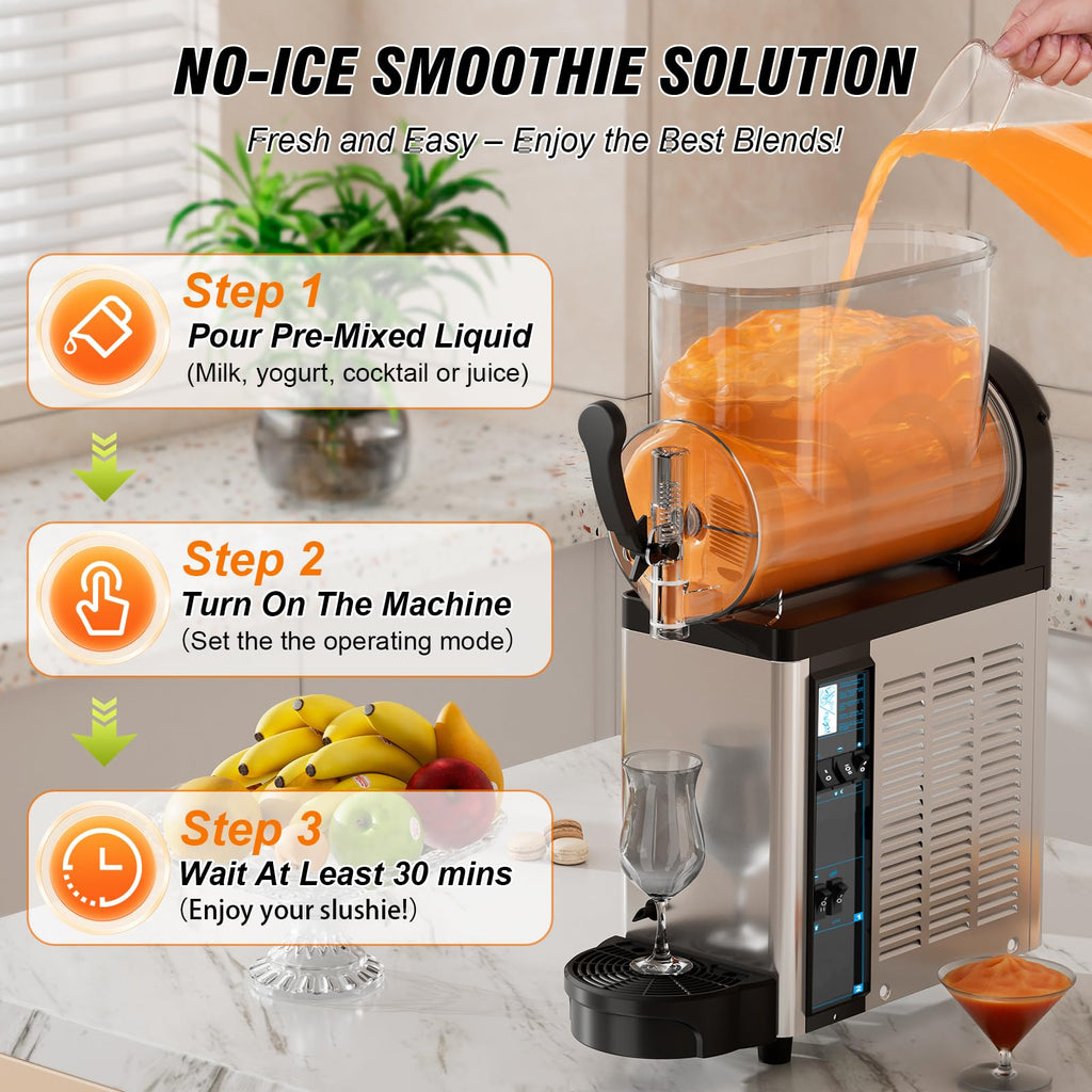 Ultimate Commercial Slushy Machine – 12X3 Tank Stainless Steel Slush Machine,Commercial Frozen Drink Maker for Juices, Margaritas, and Cocktails – Ideal for Bars and Restaurants