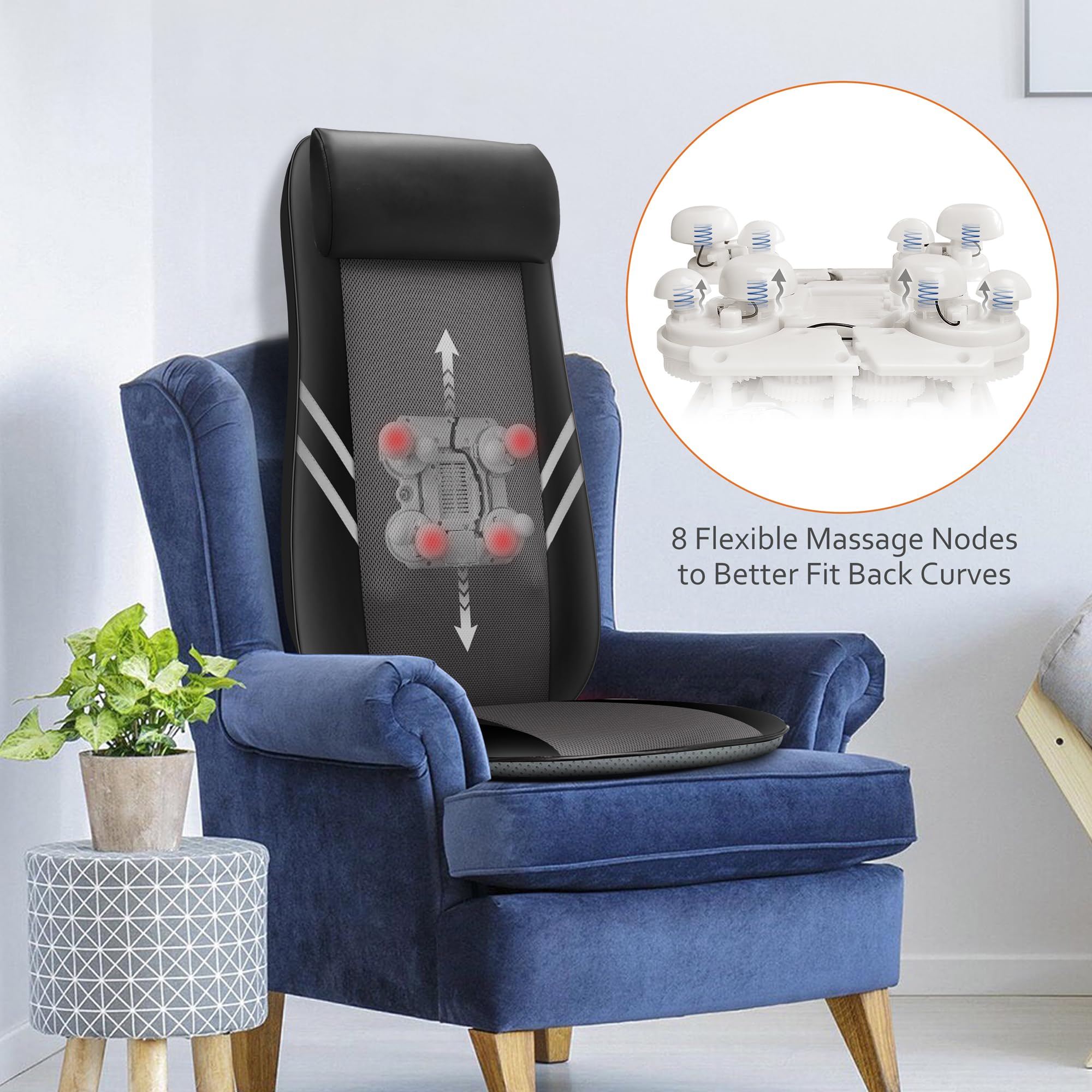 Snailax 2026 Upgraded Shiatsu Roller Back Massager with Heat Massage Chair Pad Kneading Back Massager for Pain Relief Deep Tissue Chair Massage Pad for Office Home Gift Fathers