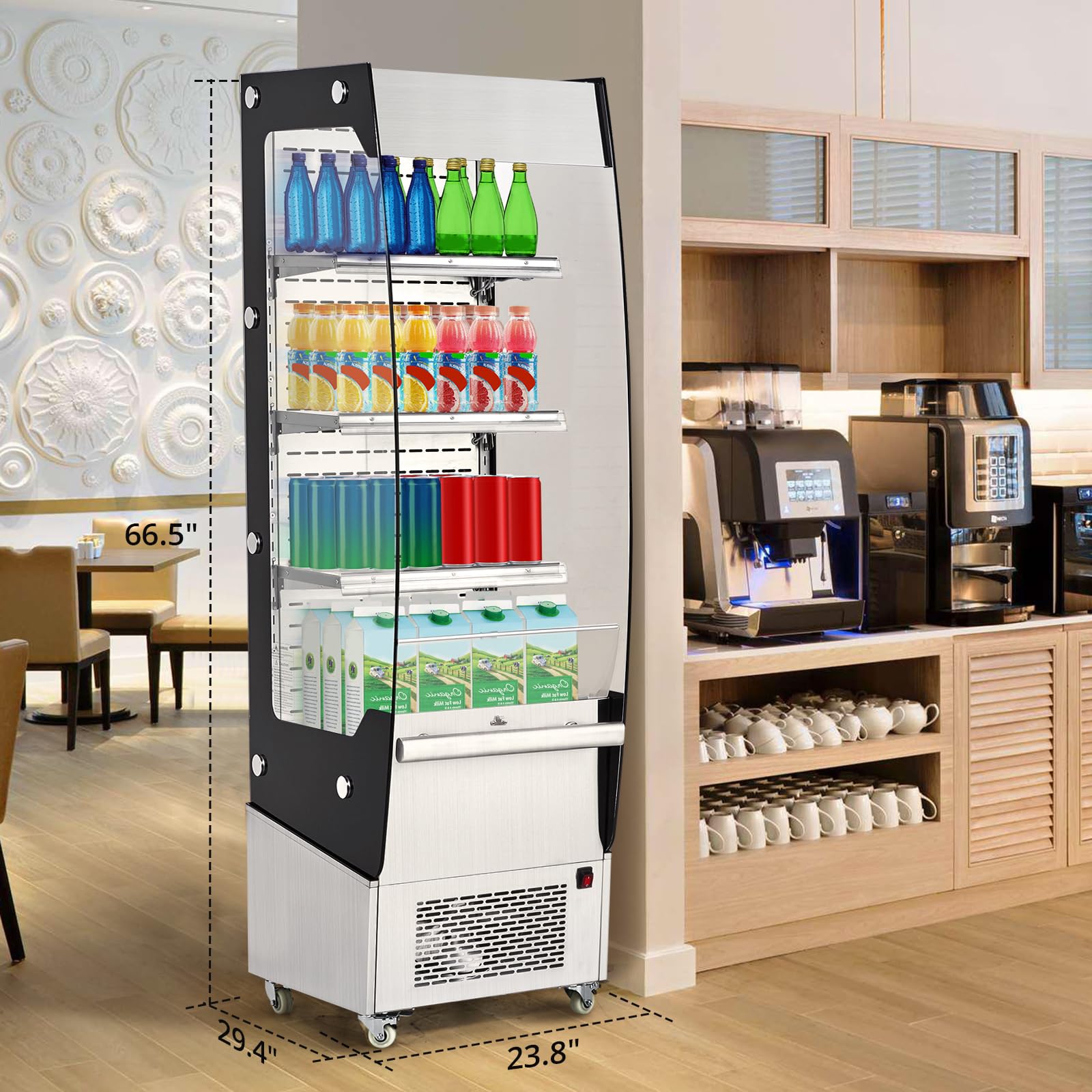 IDEALHOUSE Commercial Refrigerator, Commercial Merchandiser 26.8 Cu Ft Refrigerator, Refrigerator with 2 Glass Door and LED Light, Large Business Cooler for Home Restaurant Grocery Stores