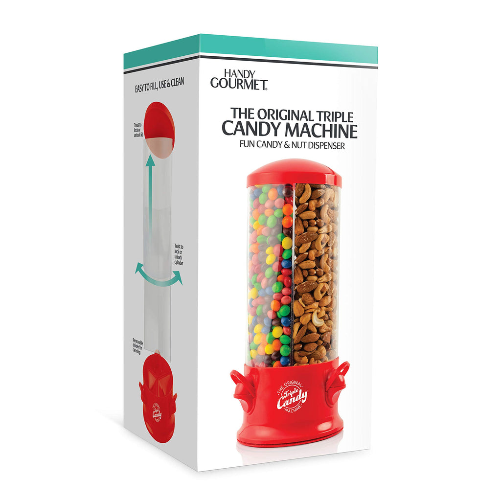 Handy Gourmet Original Triple Candy Machine-Fun Candy & Nut Dispenser-New & Improved (Pearl White), Standard (JB8450PWHI)