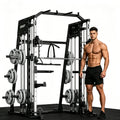 Smith Machine Home Gym All-in-1, 2200LBS Power Cage with Dual Cable Pulley Systems, LAT Pull-Down & Leg Hold-Down | Complete Strength Training Equipment for Full Body Workouts