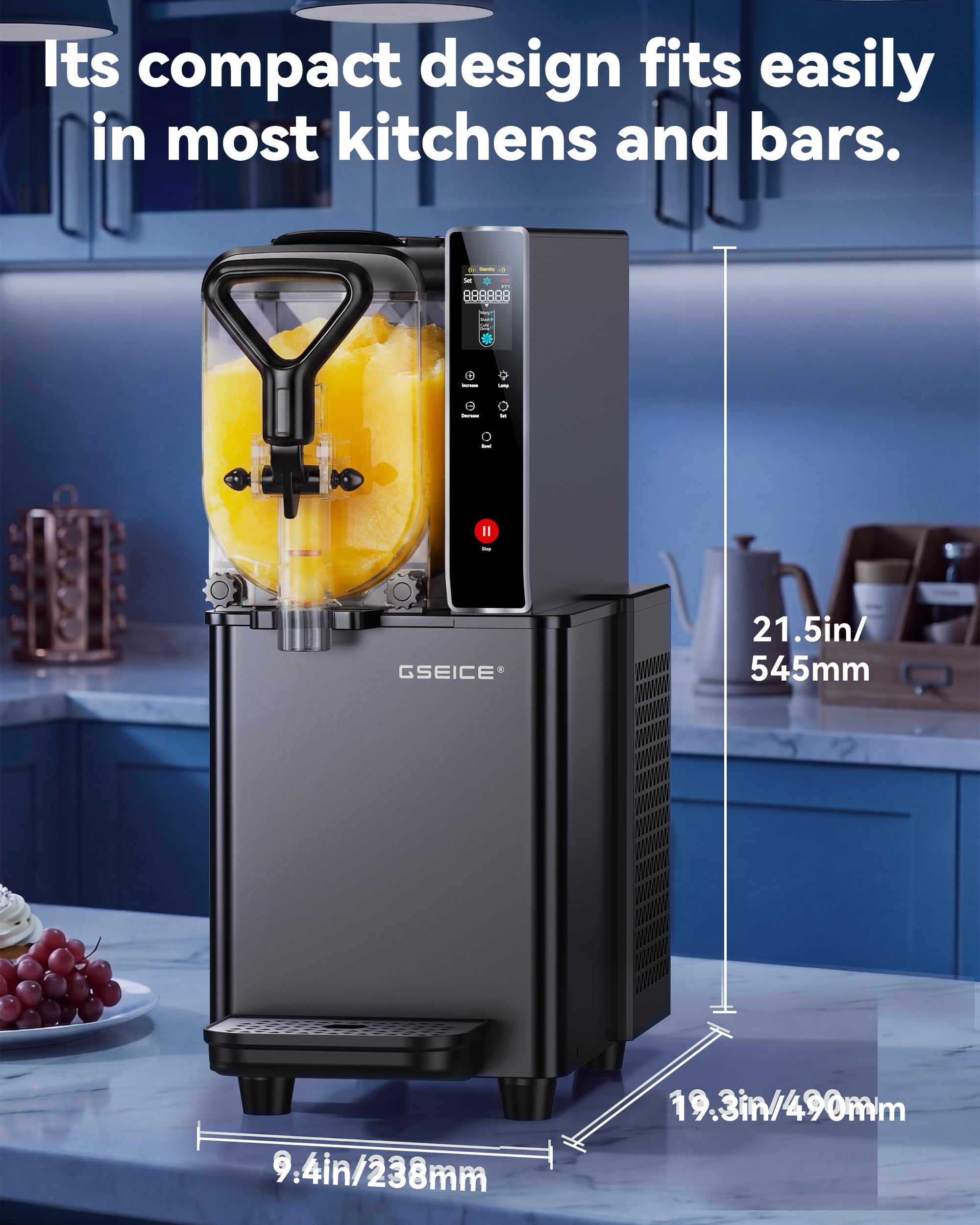 8L/2.1Gal Slushie Machine for Commercial & Home Use, Frozen Drink Maker for Slushy,Margaritas,Frappés,Milkshake and More