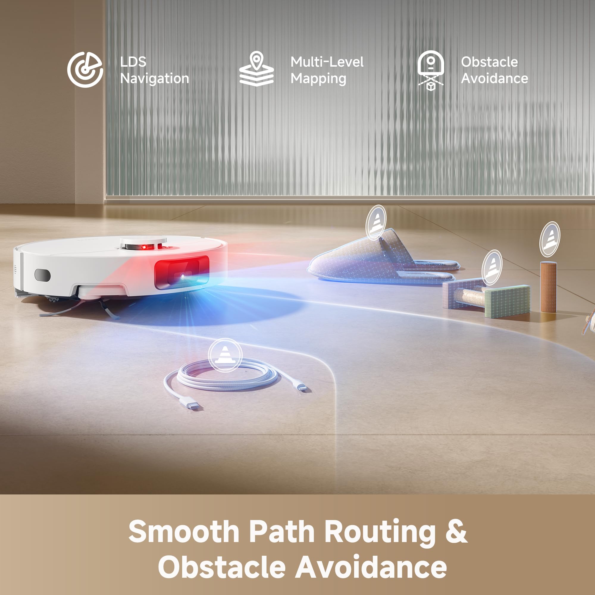 DREAME D20 Air Plus Robot Vac and Mop Combo with 20,000Pa Suction, Anti-Tangling Tech, Auto-Emptying Dock, Deep Carpet Cleaning and Smart Navigation White