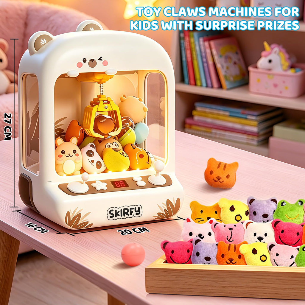 Skirfy Claws Machines for Kids Age 6+, Mini Vending Machines Girls Unicorns Toys with Sound & 20 Mini Plush Toys,Arcades Game Indoor Toy for Home Party Birthday