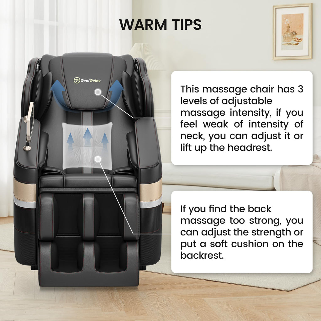Real Relax Massage Chair, Full Body Zero Gravity Massage Recliner, with Auto Modes, LCD, Bluetooth, Foot Massage, Black