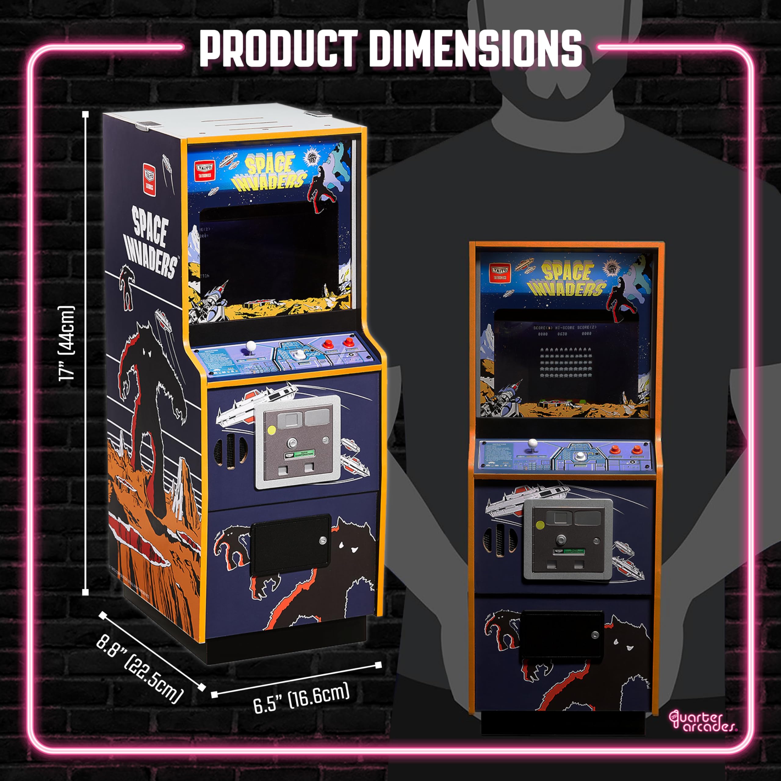Numskull Quarter Arcades Teenage Mutant Ninja Turtles Collector's Edition Mini Arcade - 1/4 Scale Authentic Wooden Replica, Original ROM, Rechargeable Battery & 3W Speakers for Retro Enthusiasts