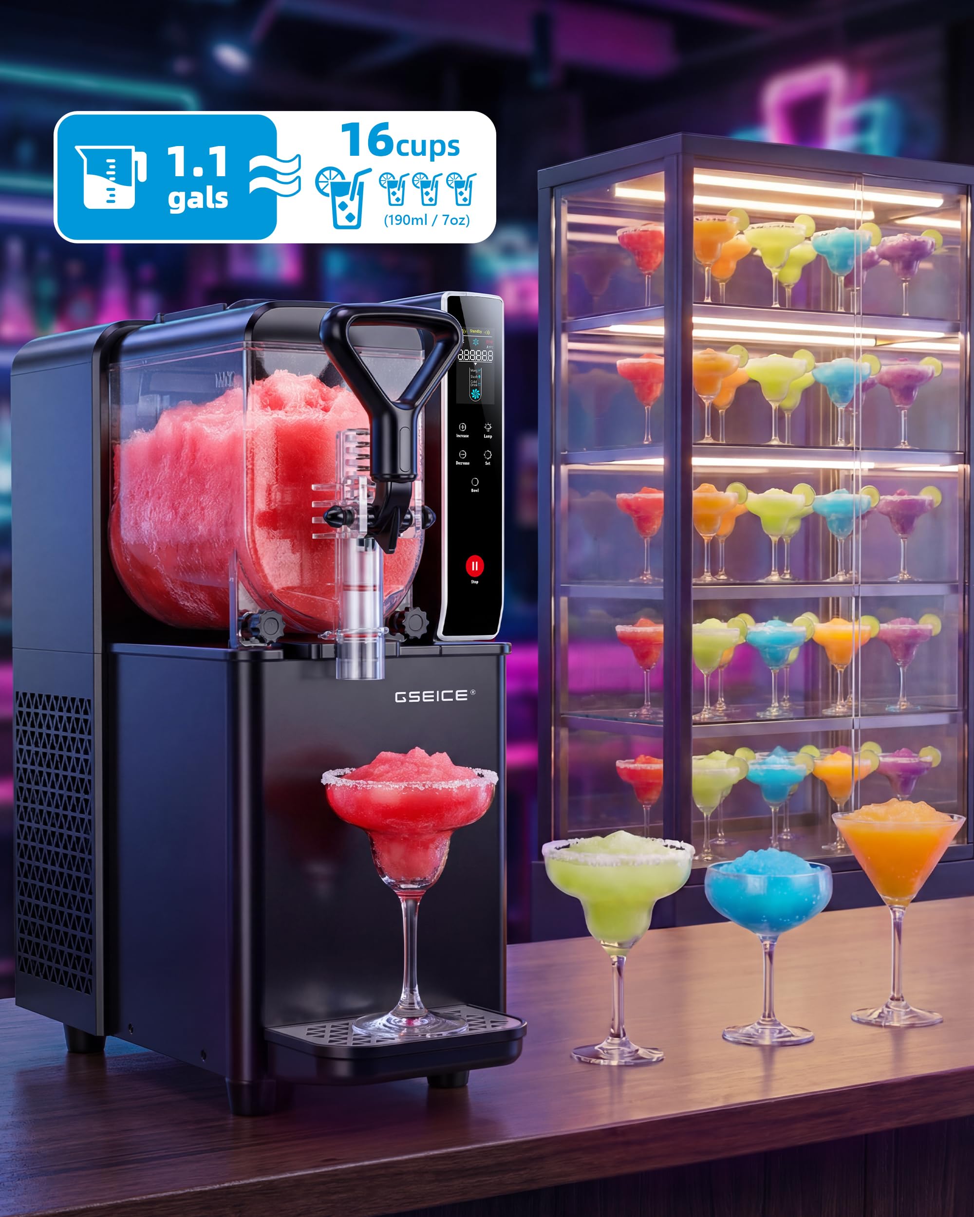8L/2.1Gal Slushie Machine for Commercial & Home Use, Frozen Drink Maker for Slushy,Margaritas,Frappés,Milkshake and More