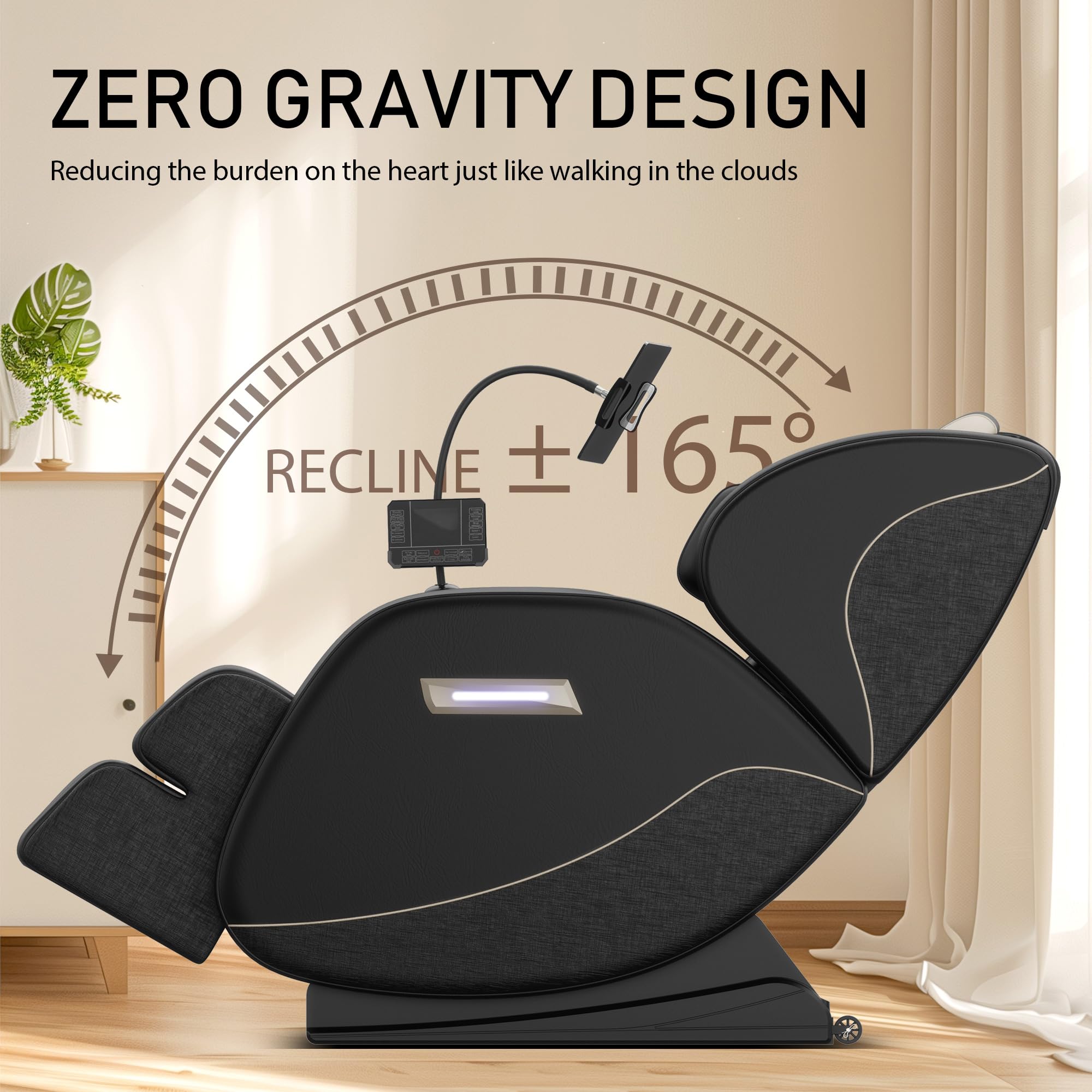 GDFStudio Full Body Massage Chair Recliner with Zero Gravity, Air Pressure Massage, Heat Therapy, Foot Rollers, Bluetooth, for Home/Office Use, Ideal Wellness Gift, Blue A