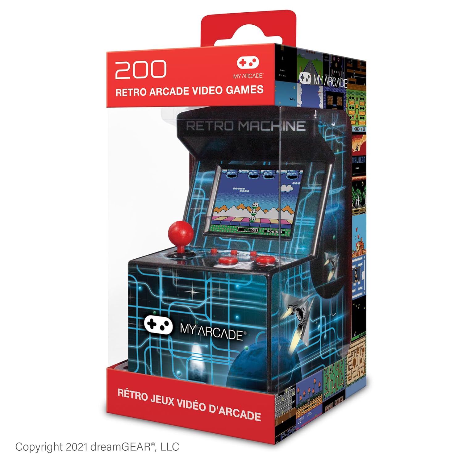 My Arcade Retro Machine Playable Mini Arcade: 200 Retro Style Games Built In, 5.75 Inch Tall, Powered by AA Batteries, 2.5 Inch Color Display, Speaker, Volume Control