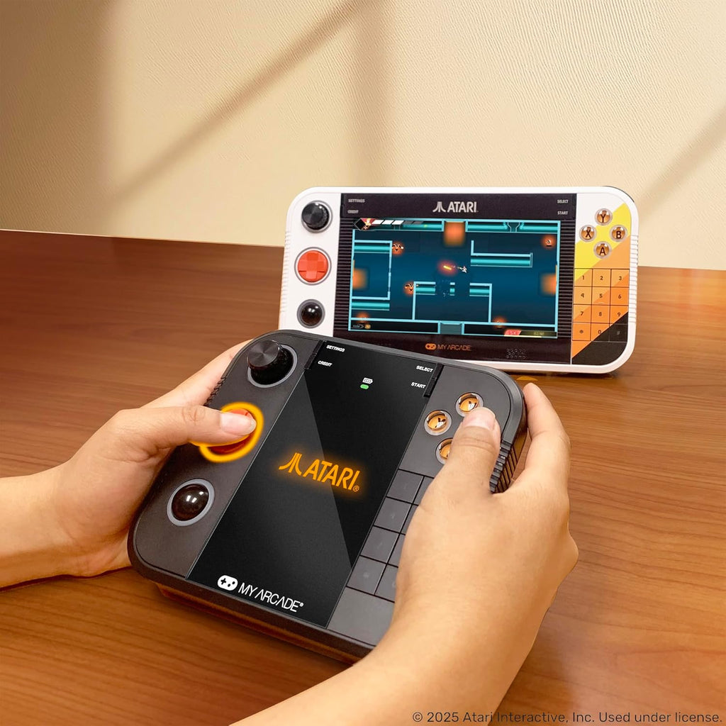 My Arcade Atari Gamestation Go: Rechargeable Battery, Over 200+ Preloaded Retro Video Games Including Pac-Man, Recharged, & Balls of Steel, Wi-Fi, Smartglow, 7 Inch Display
