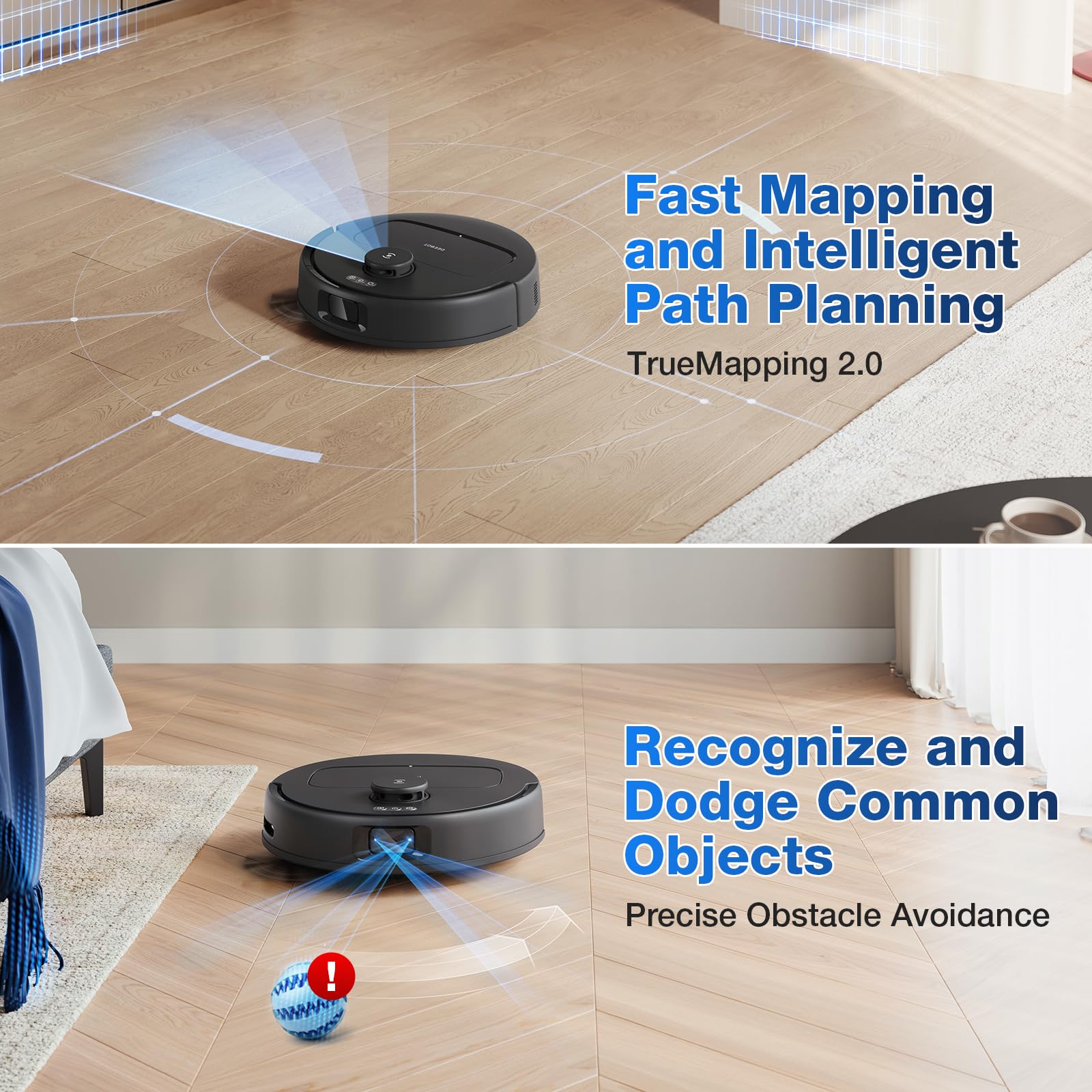 ECOVACS DEEBOT T90 Omni Robot Vacuum and Mop, 30,000Pa Suction, Instant Self-Cleaning OZMO Roller Mop, TruEdge Deep Edge Cleaning, ZeroTangle, Hot Water Wash & 145°F Air Dry, AI Obstacle Avoidance