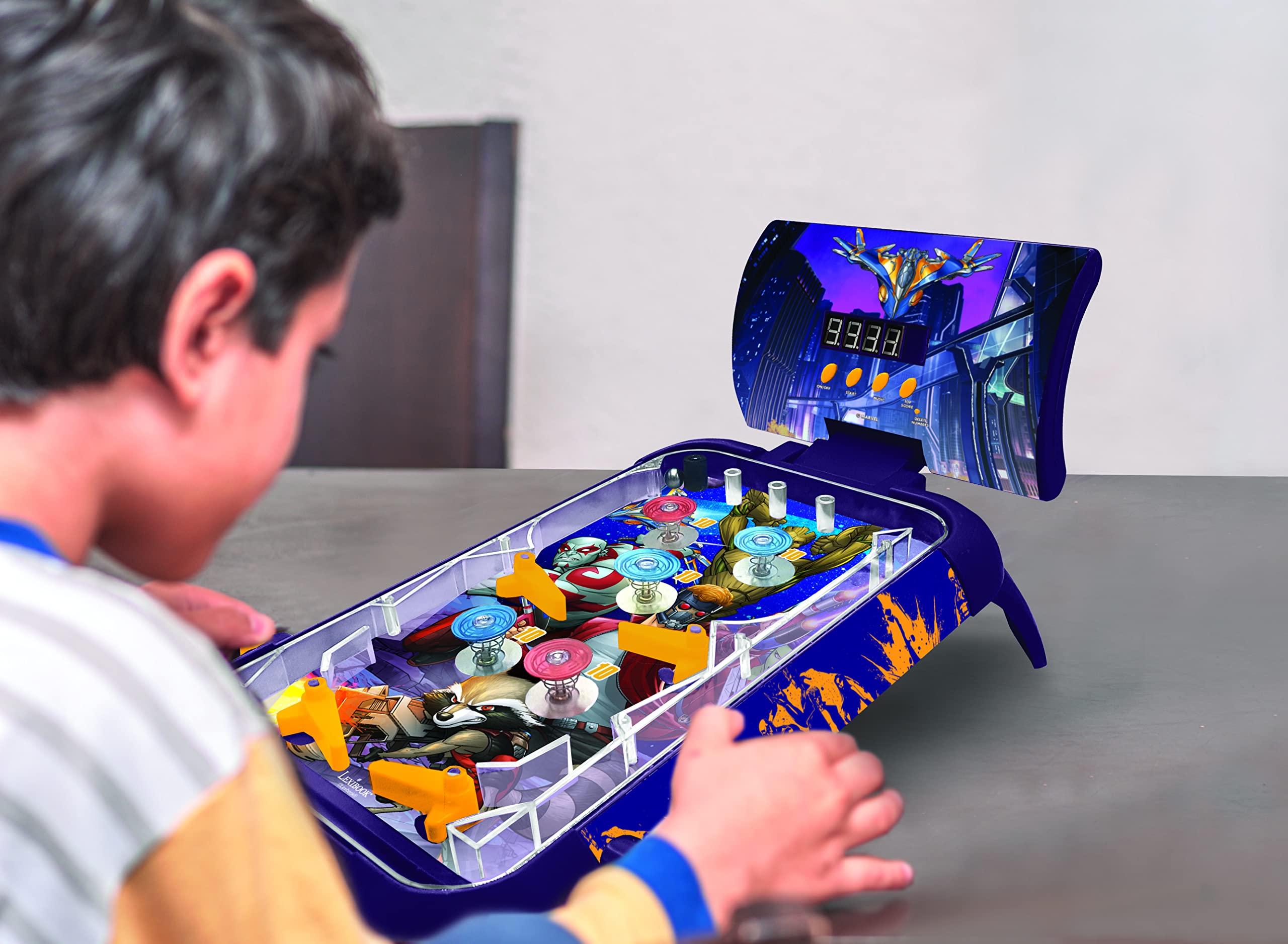 LEXiBOOK Marvel Spider-Man, Table Electronic Pinball, Action and Reflex Game for Children and familiy, LCD Screen, Light and Sound Effects, Blue/red, JG610SP