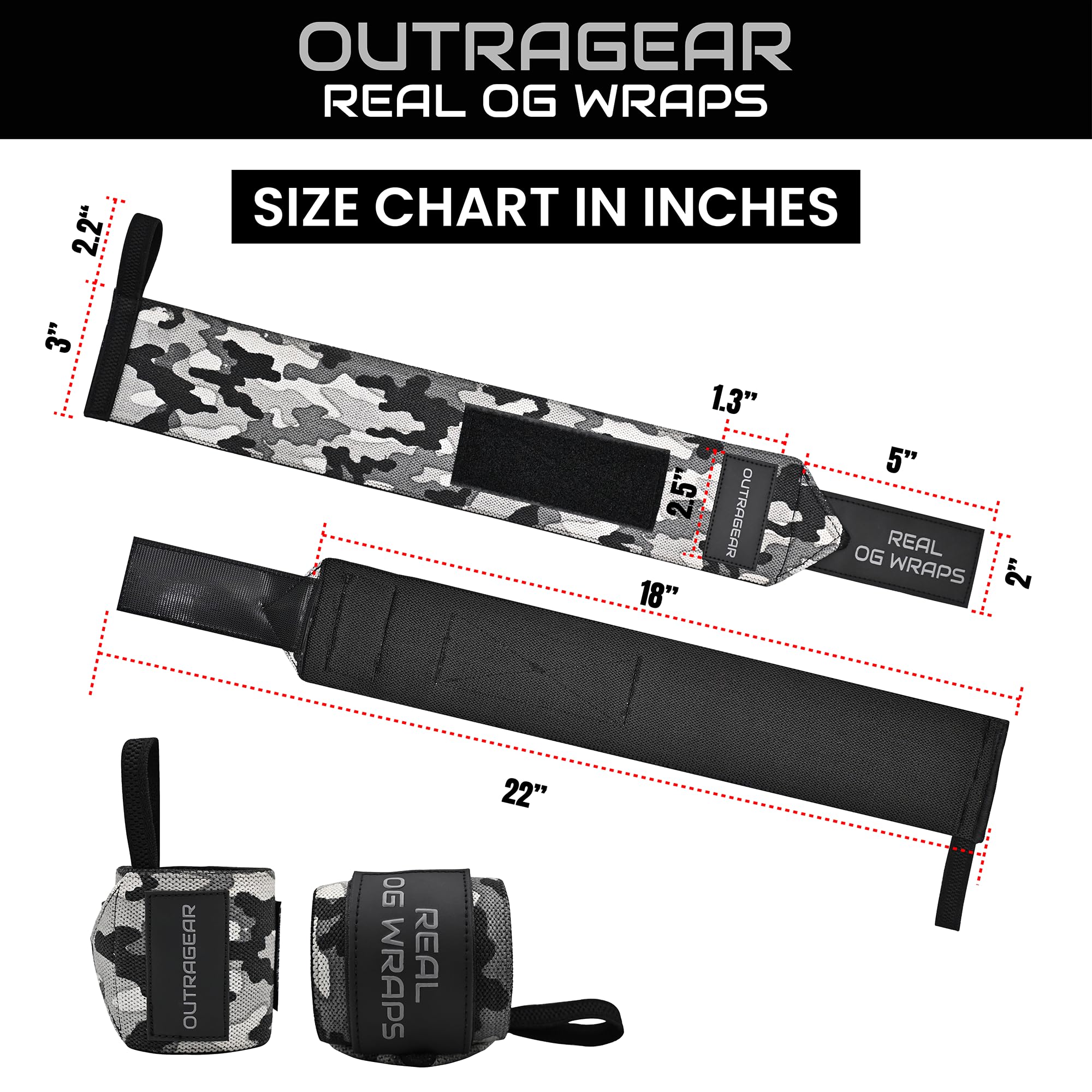 18" OG-Grade Wrist Wraps for Weightlifting – Heavy Duty Wrist Support with Thumb Loop & Lockdown Strap – Wrist Straps for Powerlifting, Bench Press & Gym Training