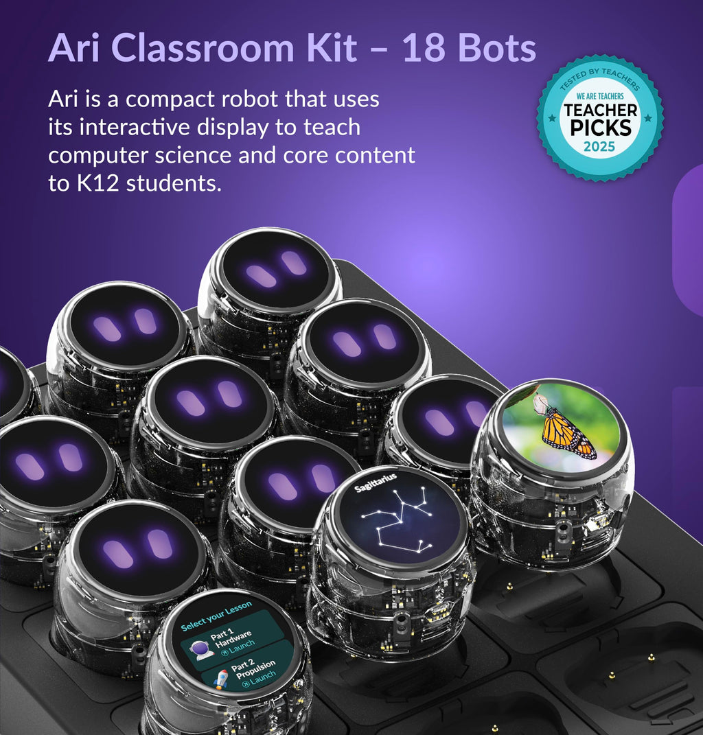 Ozobot Ari Entry Kit | Interactive Learning Robot with Touch Screen, ToF Sensor, Accelerometer, Gyroscope, and AI Integration | Hands-On STEM Education for Classrooms and Homeschool