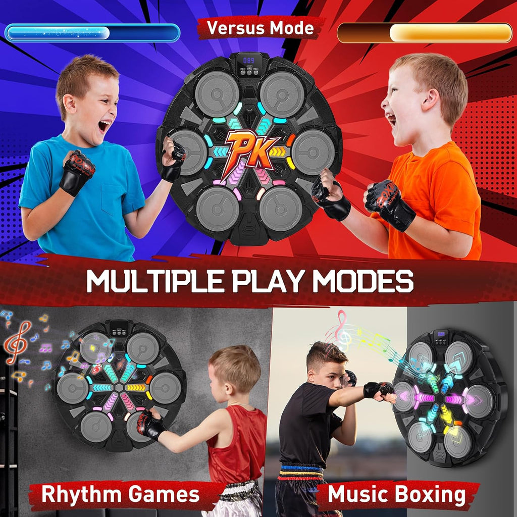 Music Boxing Machine for Adults and Kids, Smart Bluetooth Boxing Training Equipment with Gloves & Rhythm Games,Wall Mounted Boxing Mchine for Home,Office, Gym (Black)