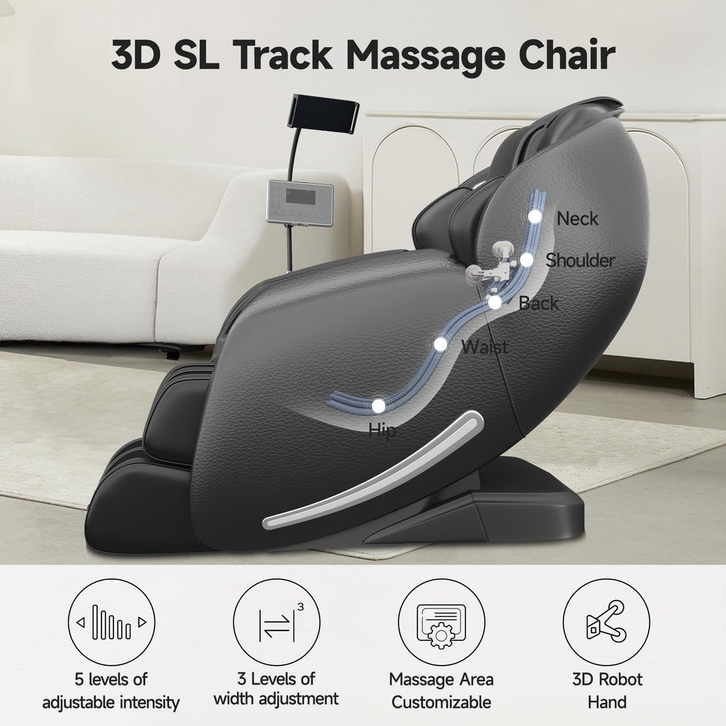 Real Relax Massage Chair Full Body with Unique Phone Controller,Heart and Blood Measurement, Zero Gravity 3D SL-Track Recliner with APP Control, Child Lock,Pause Button, Back Pad, Favor-06, Blue