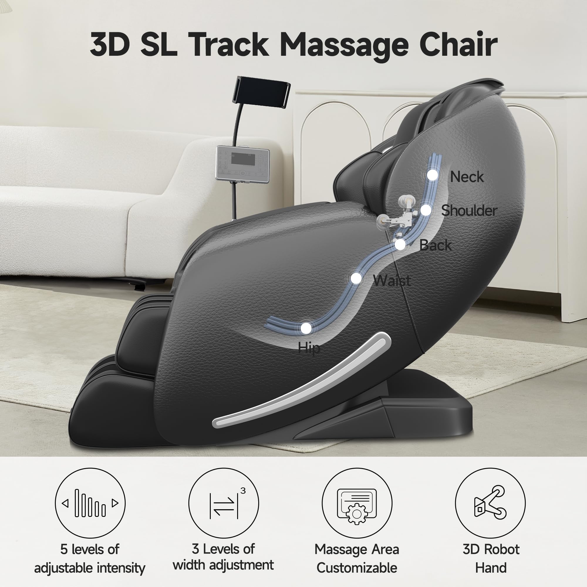 Real Relax Massage Chair Full Body with Unique Phone Controller,Heart and Blood Measurement, Zero Gravity 3D SL-Track Recliner with APP Control, Child Lock,Pause Button, Back Pad, Favor-06, Blue