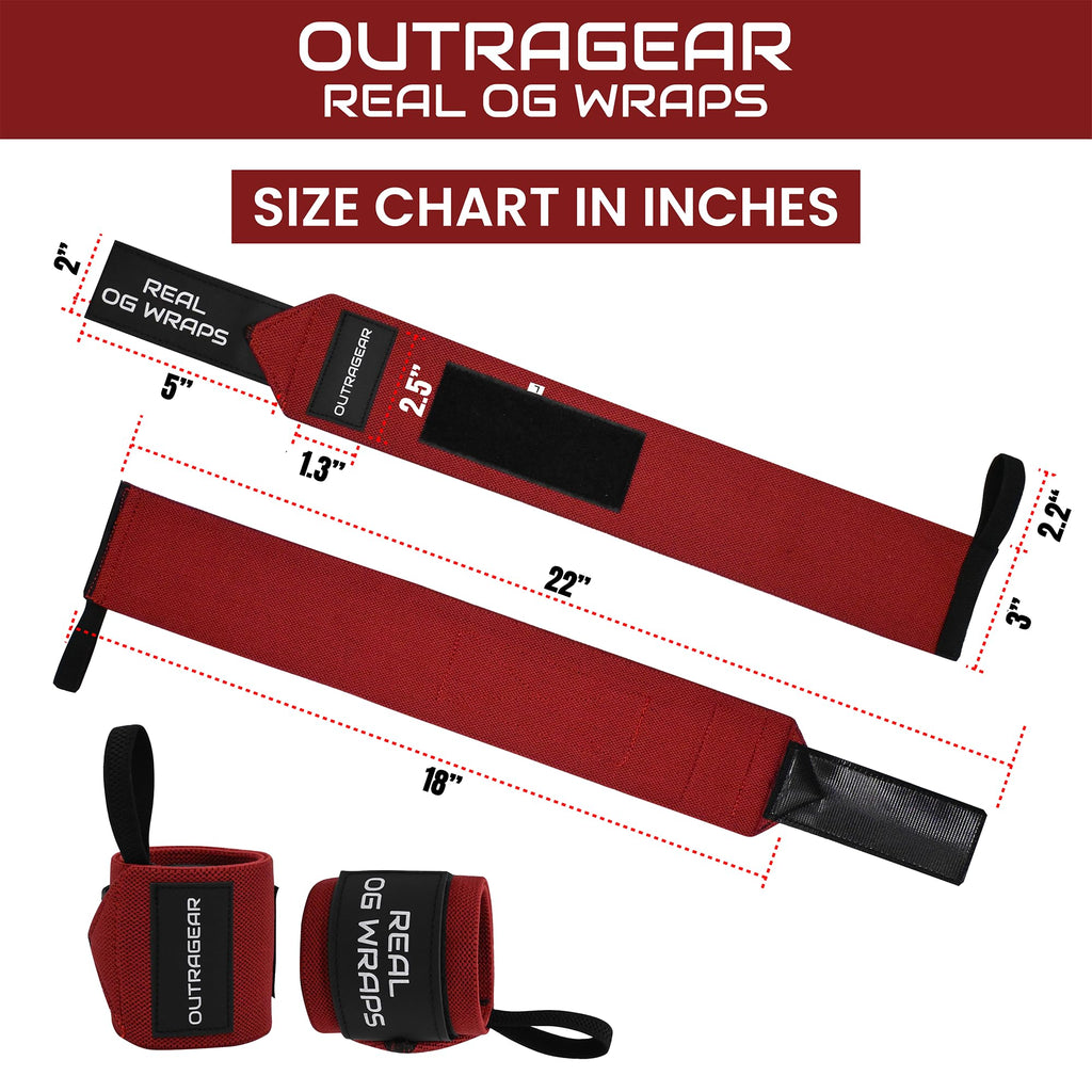 18" OG-Grade Wrist Wraps for Weightlifting – Heavy Duty Wrist Support with Thumb Loop & Lockdown Strap – Wrist Straps for Powerlifting, Bench Press & Gym Training