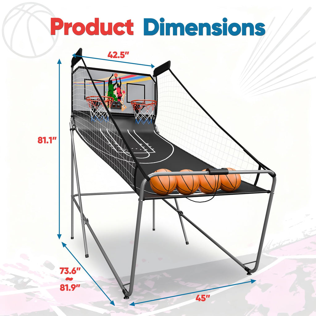 Basketball Arcade Game Shot Creator Indoor Foldable Electronic Double Shootout Sport Game Official Home Dual Shot Basketball 2 Player with 4 Balls (Black Purple)