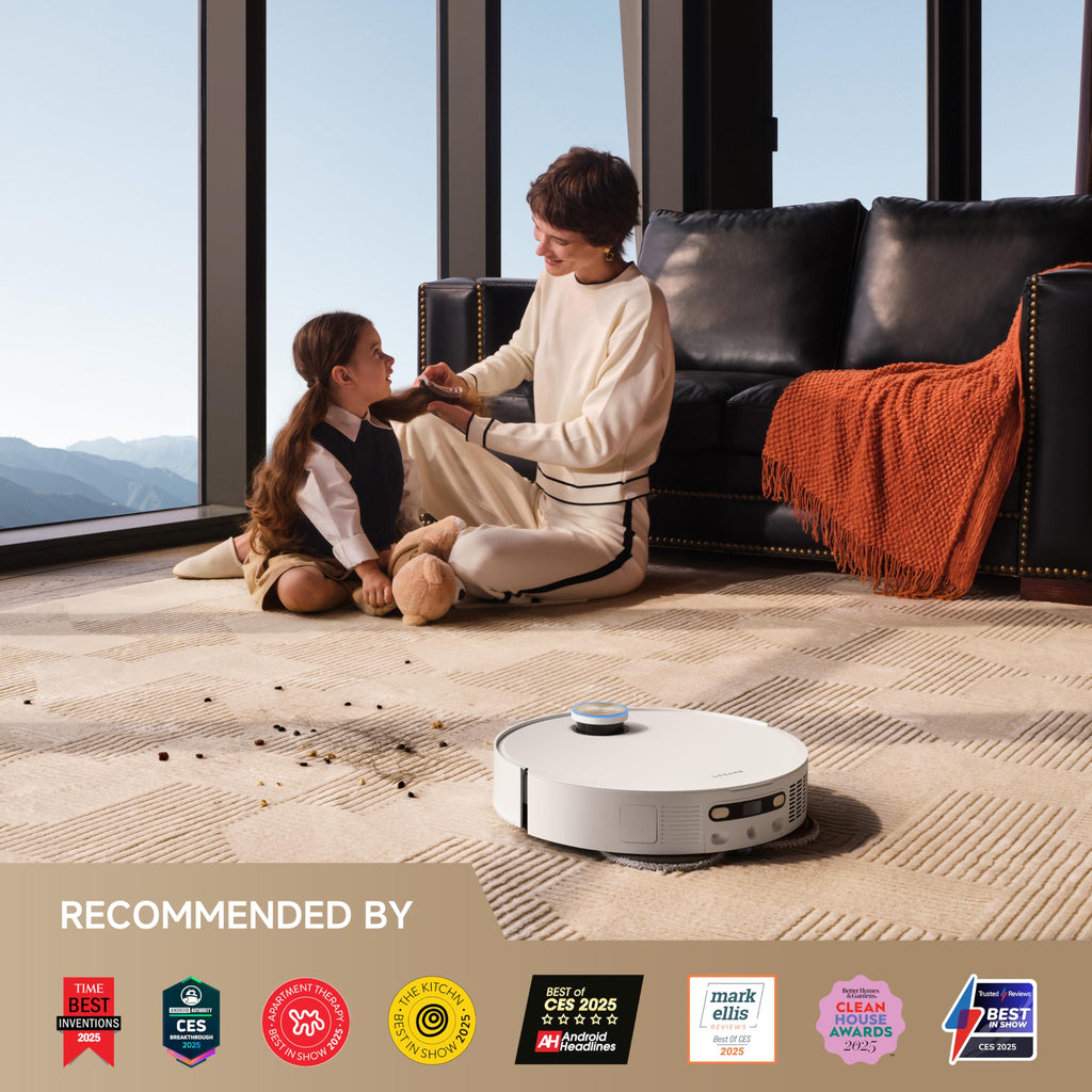 DREAME Aqua10 Roller AE Robot Vacuum, Roller Mop Fresh Water Mopping, Carpet-Safe Roller Guard, Auto-Empty, 30,000Pa Suction, 212℉ Hot Water Mop Washing, Hot Air Drying, 100% Detangling, Voice Control