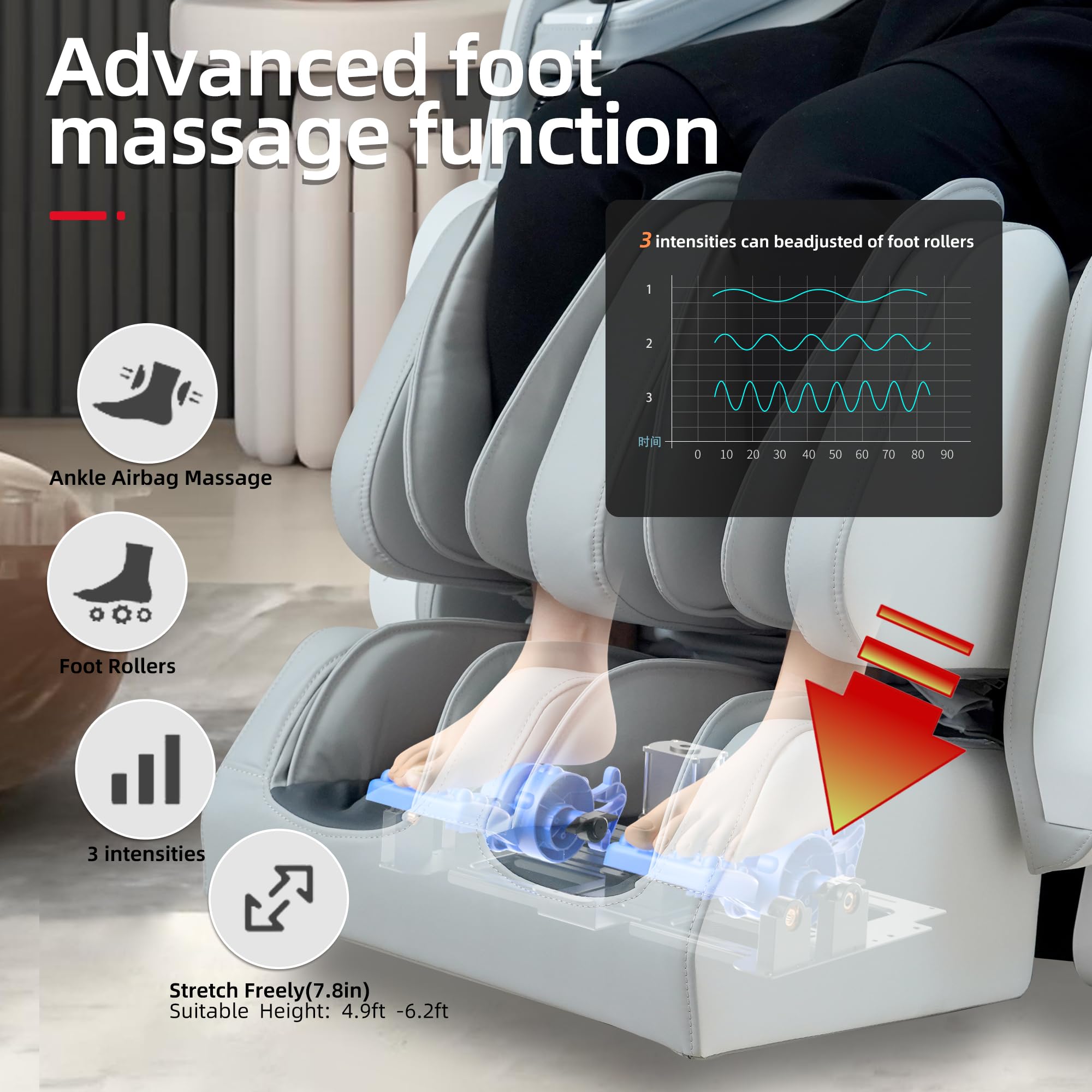 4D Massage Chairs Full Body Recliner with Heat Zero Gravity 57'' SL Track Shiatsu Massage Chair for Home Office with AI Voice, 7" Touch Screen, Wireless Charging,Neck & Shoulder Relief