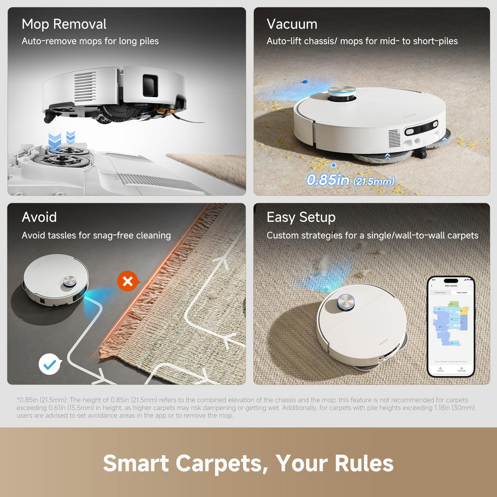 DREAME X60 Max Ultra Complete Robot Vacuum and Mop, Ultra-Thin Design, 35,000Pa Suction, Self Emptying&Refilling, Mop Self-Cleaning, 280+ Obstacle Avoidance, White