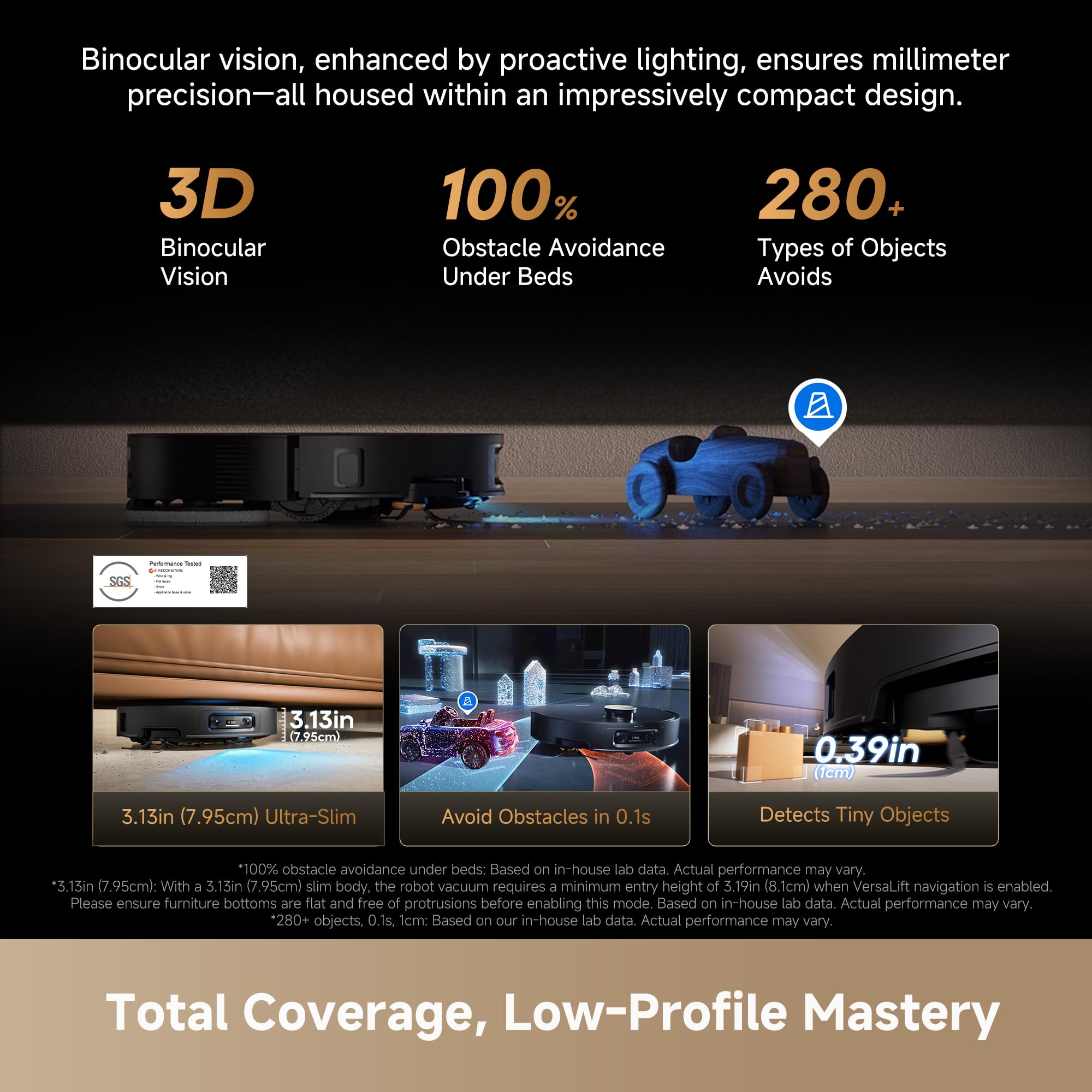 DREAME X60 Max Ultra Complete Robot Vacuum and Mop, Ultra-Thin Design, 35,000Pa Suction, Self Emptying&Refilling, Mop Self-Cleaning, 280+ Obstacle Avoidance, White