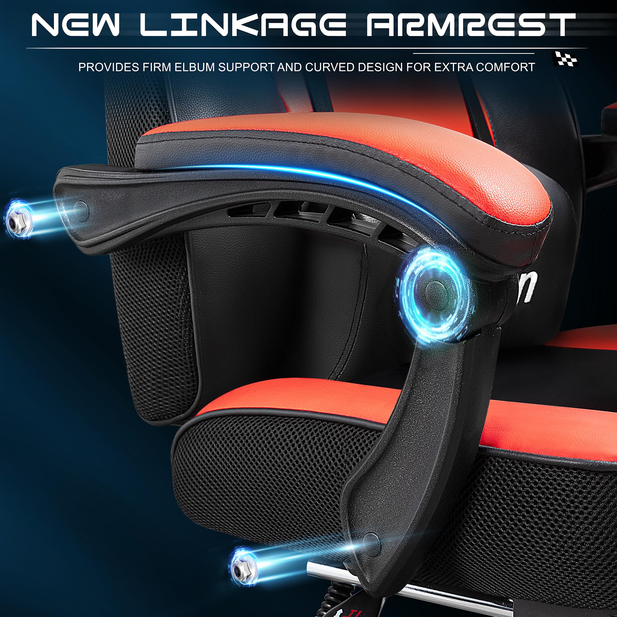 Gaming Chair for Adult, Computer Chair with Footrest Video Game Chair Big and Tall Gaming Chair with Massage Lumbar Support, Adjustable Height and 360° Swivel Seat(Grey)