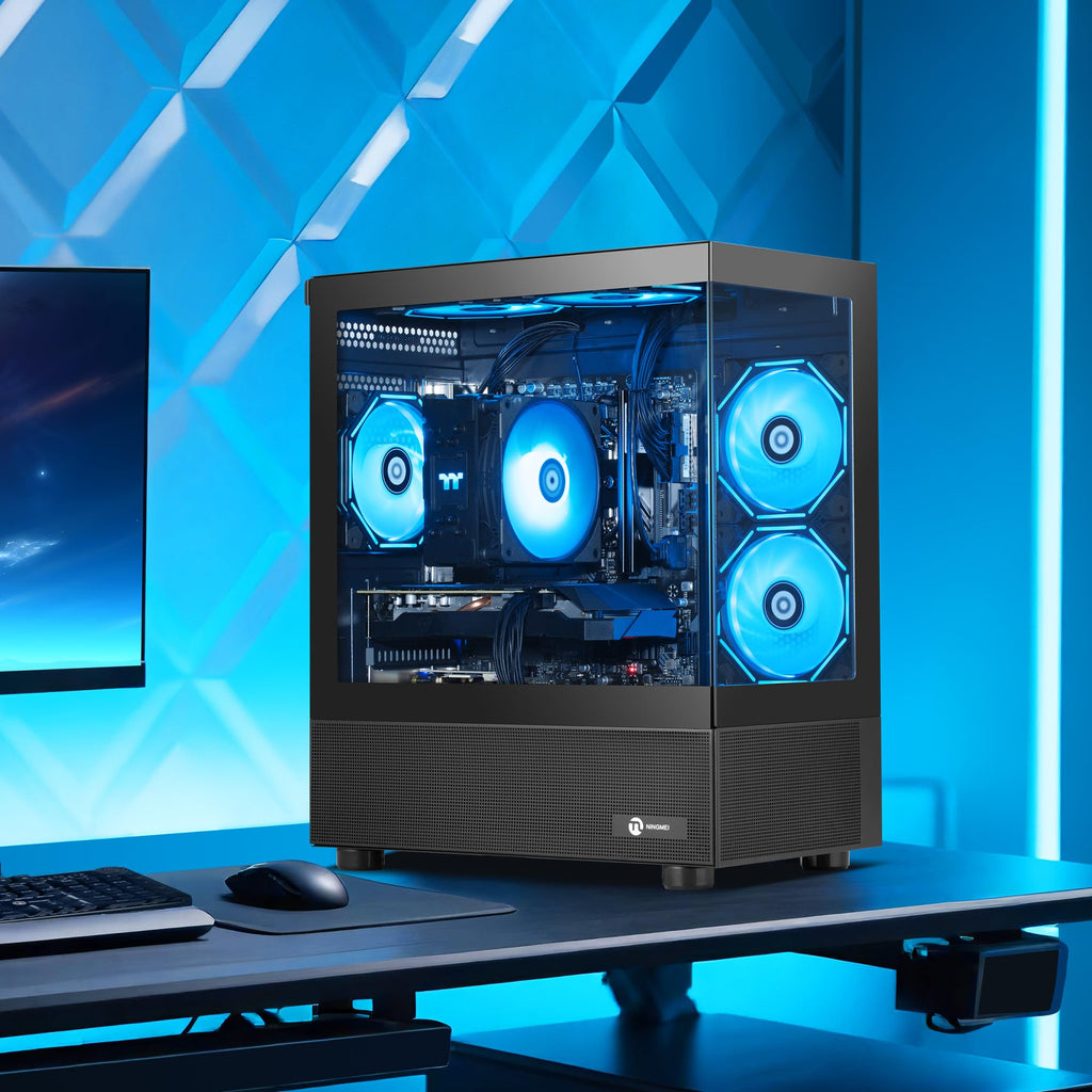 NINGMEI Prebuilt Gaming PC AMD Ryzen 7 5700X RTX 5060 8GB | 32GB DDR4 RAM 1TB Gen4 NVMe M.2 SSD,650W PSU WiFi Ready & Windows 11 Home Gaming Desktop Computer Black