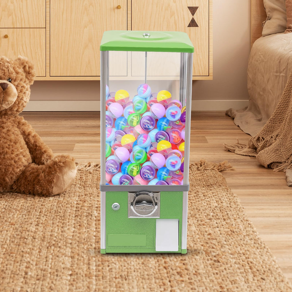 Commercial Candy Vending Machine, 4-Quarter Operated Toy Dispenser with Key Lock, 250-Capacity Capsule Vendor for Arcades Stores, 1.77-1.97in Toys (Black)