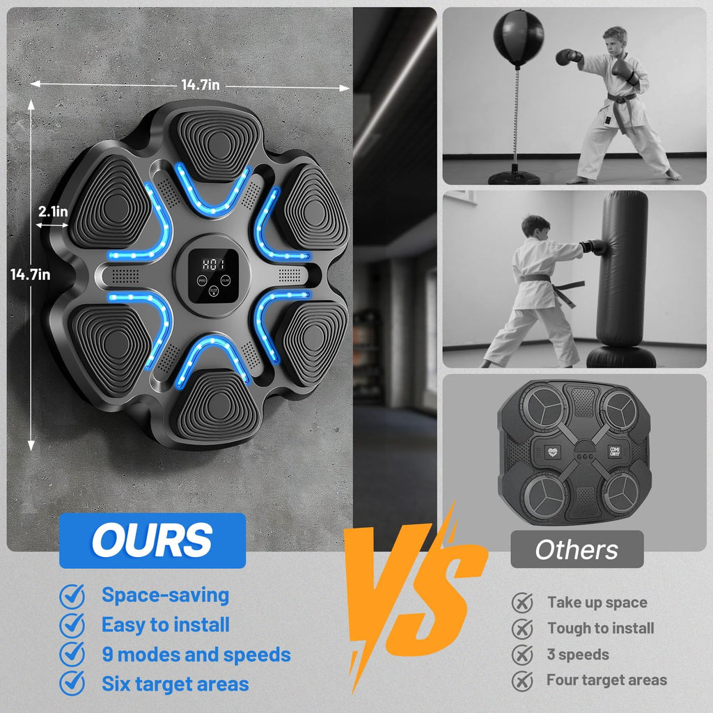 TGLLM Music Boxing Machine, Interactive Punching Trainer with Boxing Gloves, Large Size Wall Mounted Electronic Boxing Target for Adult Kids, 9 Modes & 9 Speeds