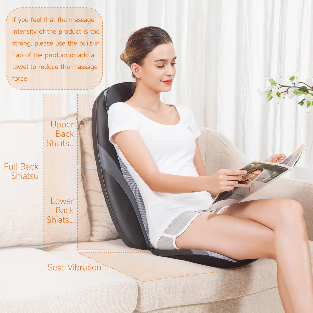 Snailax 2026 Upgraded Shiatsu Roller Back Massager with Heat Massage Chair Pad Kneading Back Massager for Pain Relief Deep Tissue Chair Massage Pad for Office Home Gift Fathers