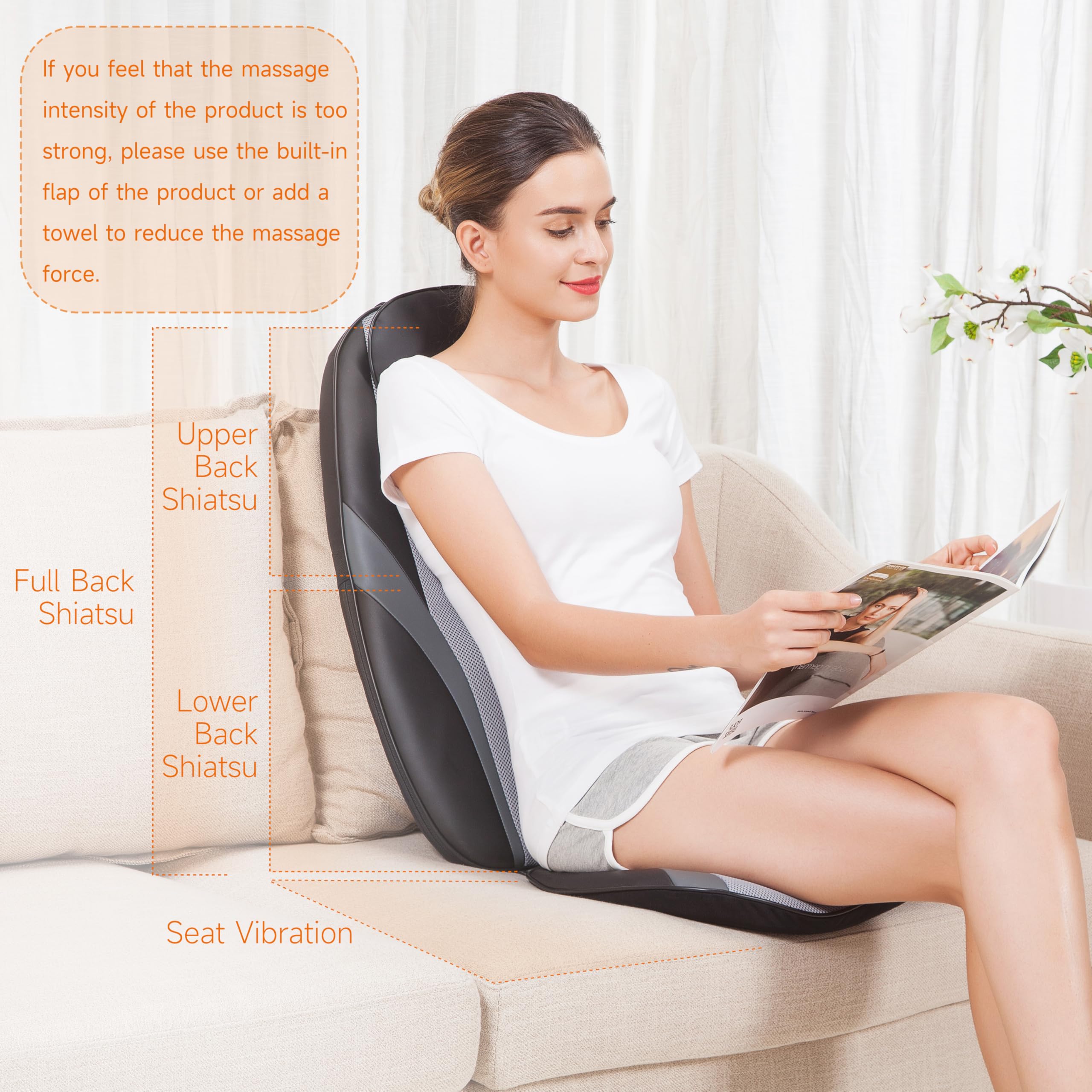Snailax 2026 Upgraded Shiatsu Roller Back Massager with Heat Massage Chair Pad Kneading Back Massager for Pain Relief Deep Tissue Chair Massage Pad for Office Home Gift Fathers