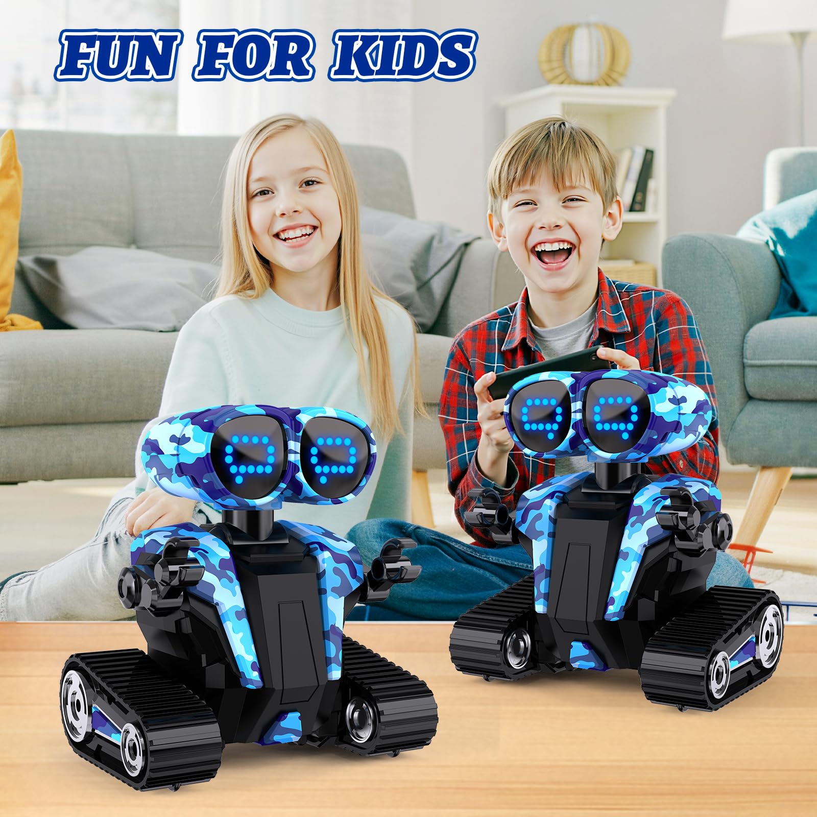 MindPal Robot Toys for Boys Girls with Auto-Demonstration Robots for Kids Remote Control Kids Robot Rechargeable with LED Eyes Smart Robot Age 3 Years and Up - Blue