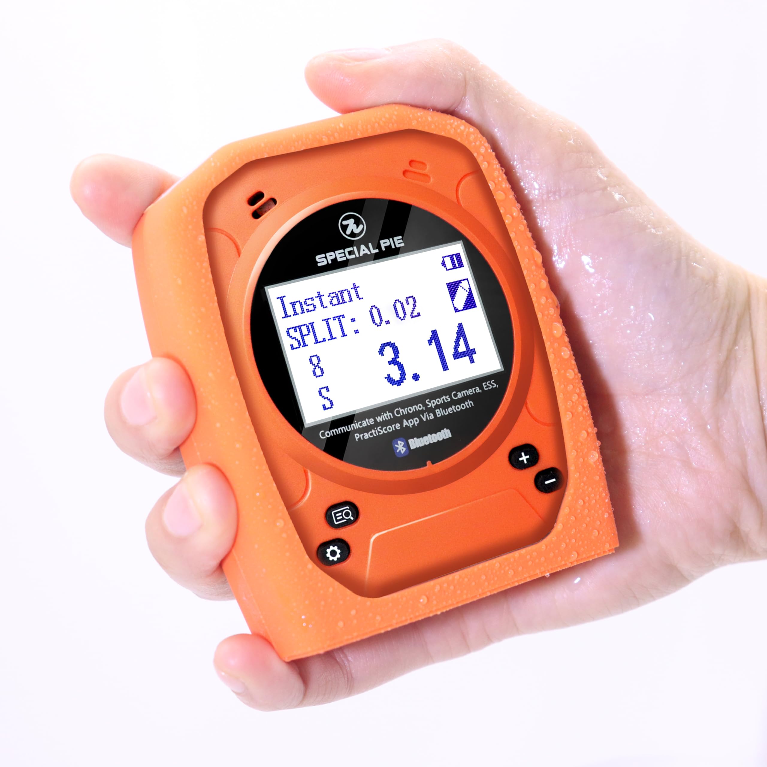 Shot Timer – Smart Multi-Caliber Sound Sensor, Bluetooth Training Timer for IPSC & USPSA Competition, 72H Battery, Type-C Rechargeable(Orange)