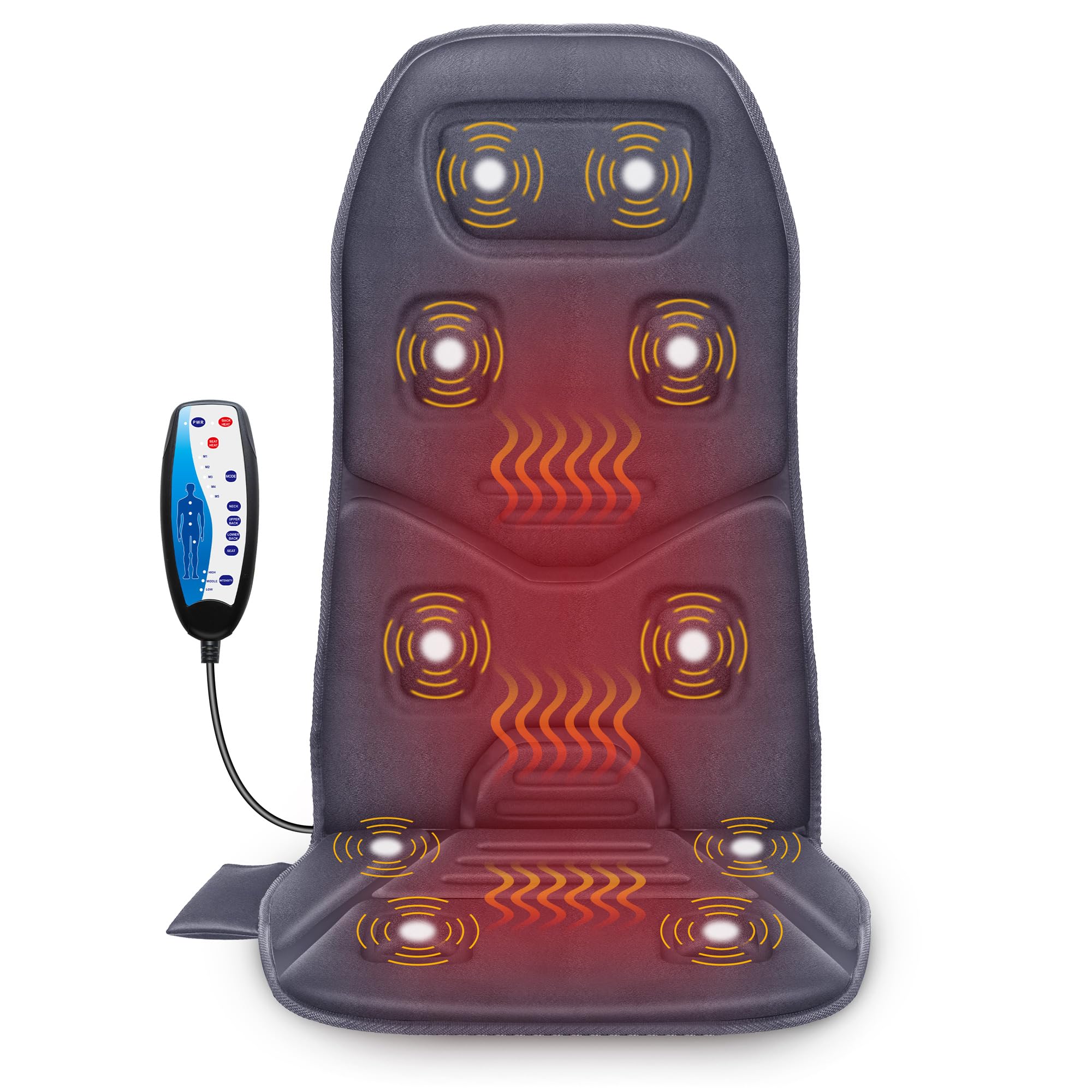 COMFIER Vibration Back Massager Seat Cushion with Heat,Father Day Dad Gifts for Men,10 Motors Massage Chair Pad,Chair Massager for Pain Relief at Office/Home, Father Day Gift